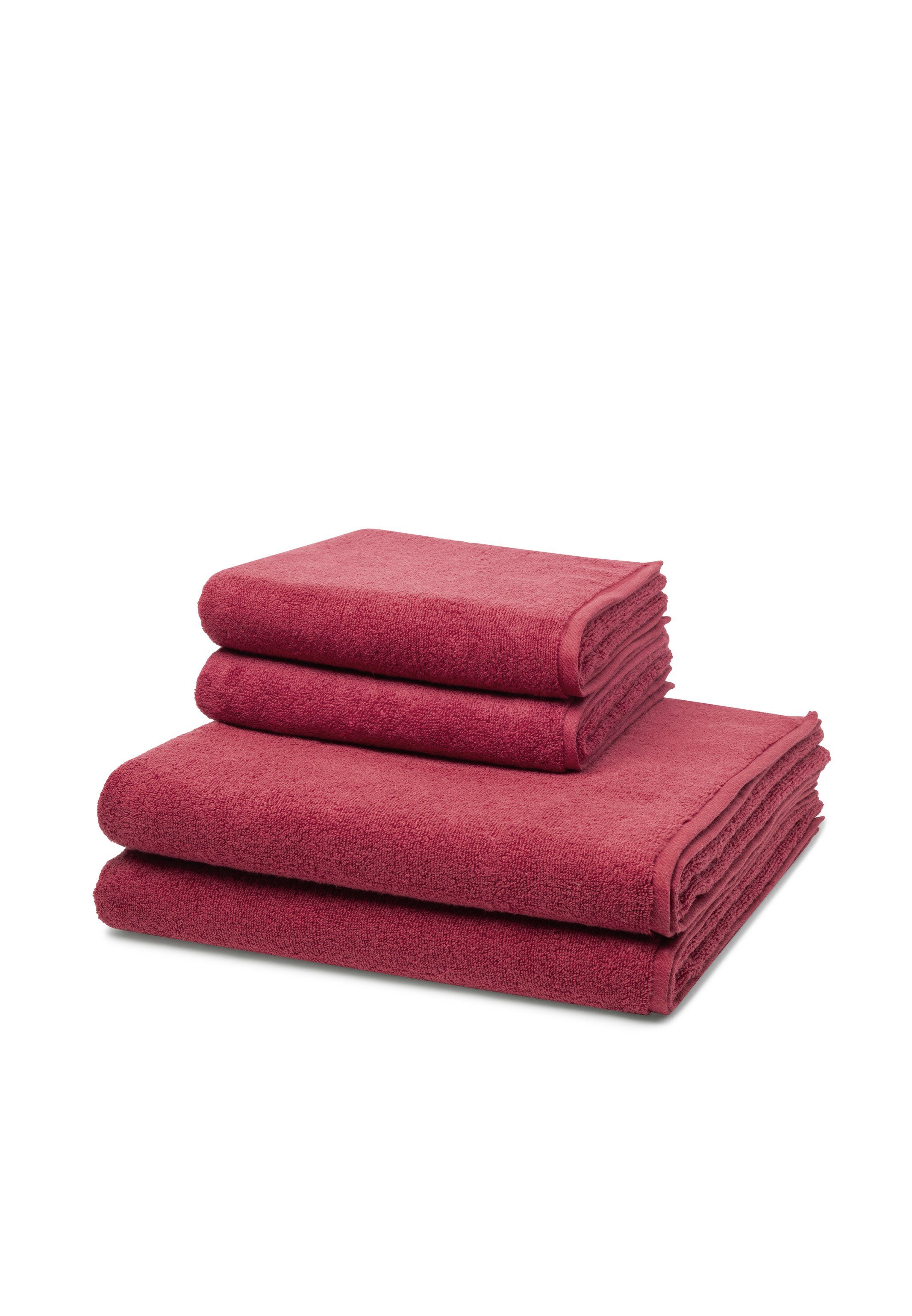 ROSS Handtuch Set Sensual Skin, Walkfrottee, (Spar-Set, 4-tlg), 2 X Handtuch 2 X Duschtuch - im Set - Baumwolle - Vino