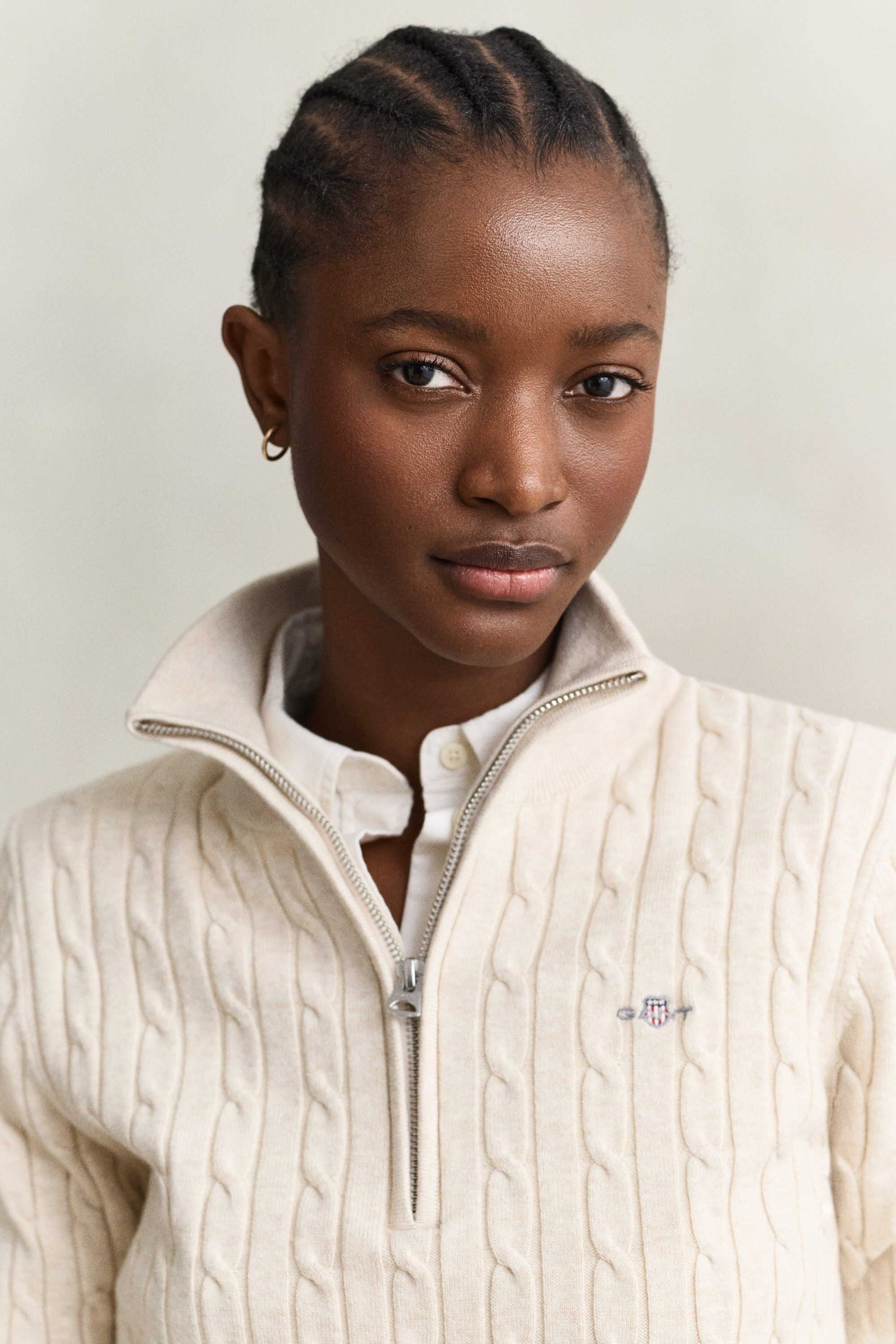 Gant Strickpullover STRETCH COTTON CABLE HALF-ZIP Mit Rundhalsausschnitt