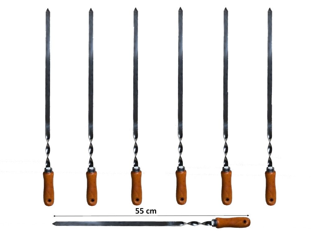walexo Grillspieß Grillspieße Schaschlikspieße Edelstahl 550x10x2mm mit Holzgriff (7-St)