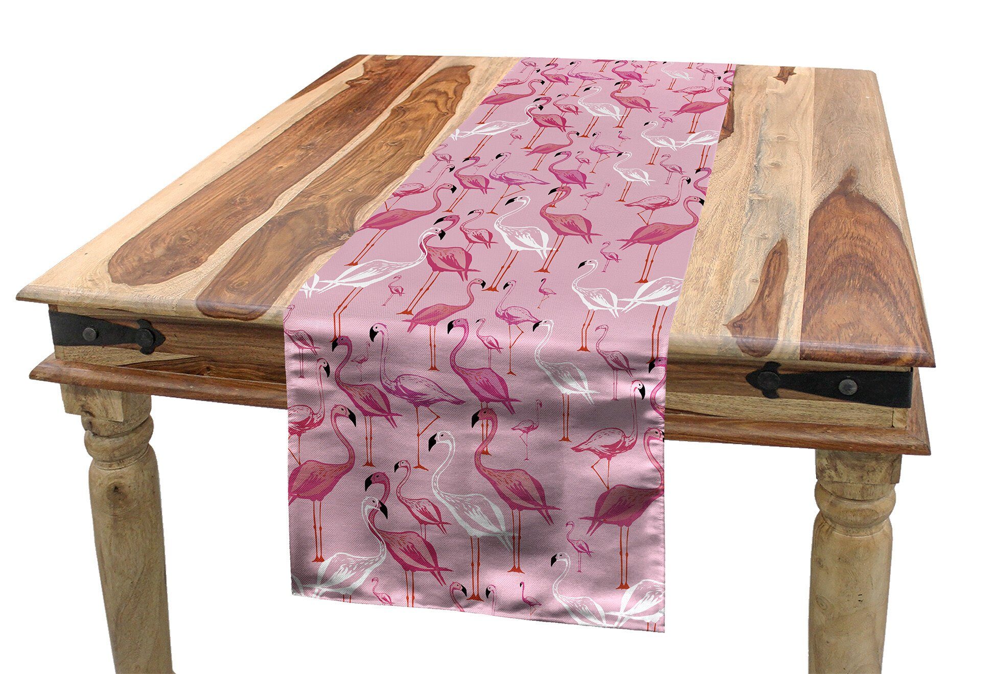 Abakuhaus Tischläufer Esszimmer Küche Rechteckiger Dekorativer Tischläufer, Flamingo Tiere in Pinkish Tones