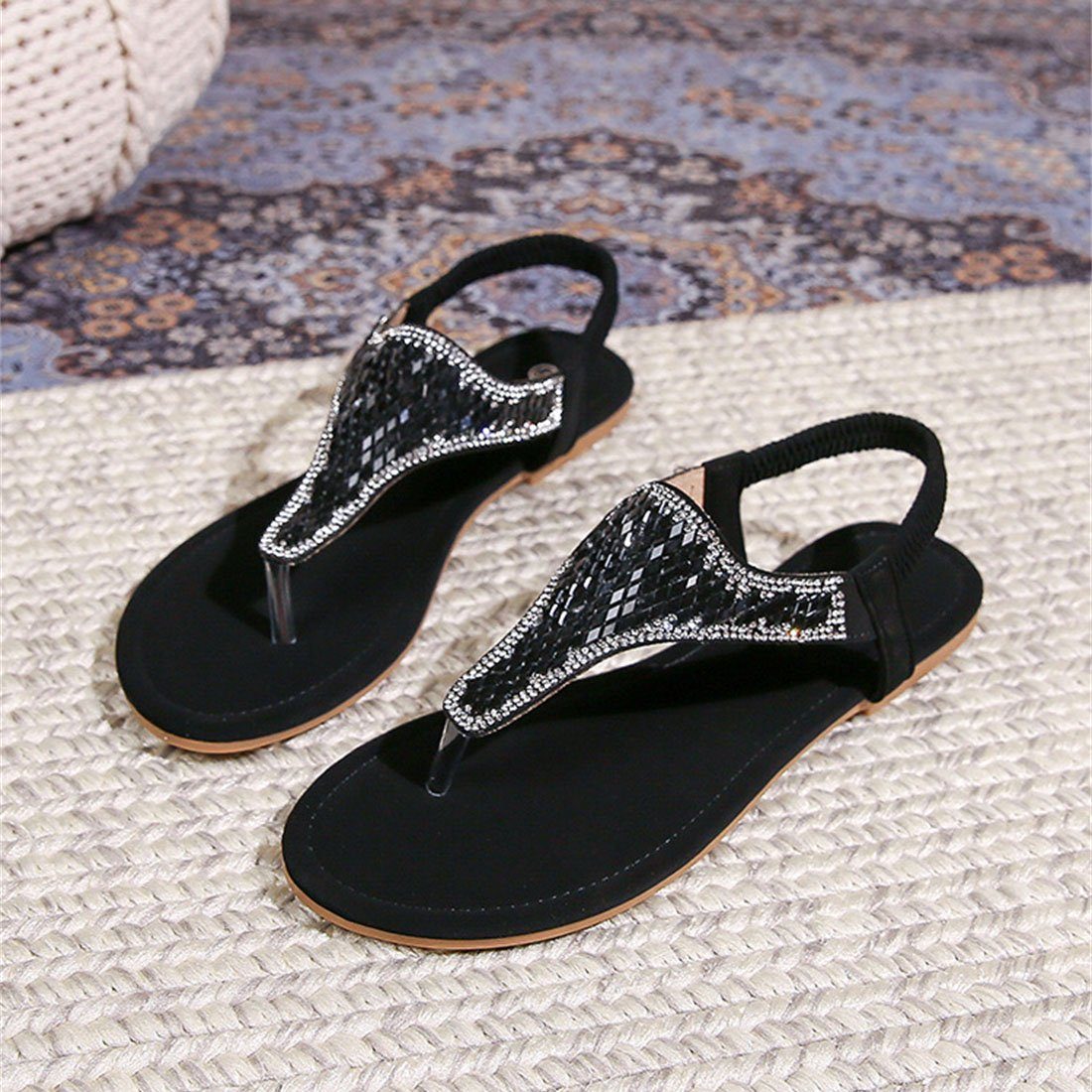 YOOdy~ Sandalen sommer Elegant Zehentrenner Neue Riemchensandale Schwarz Peep-Toe-Sandalen damen