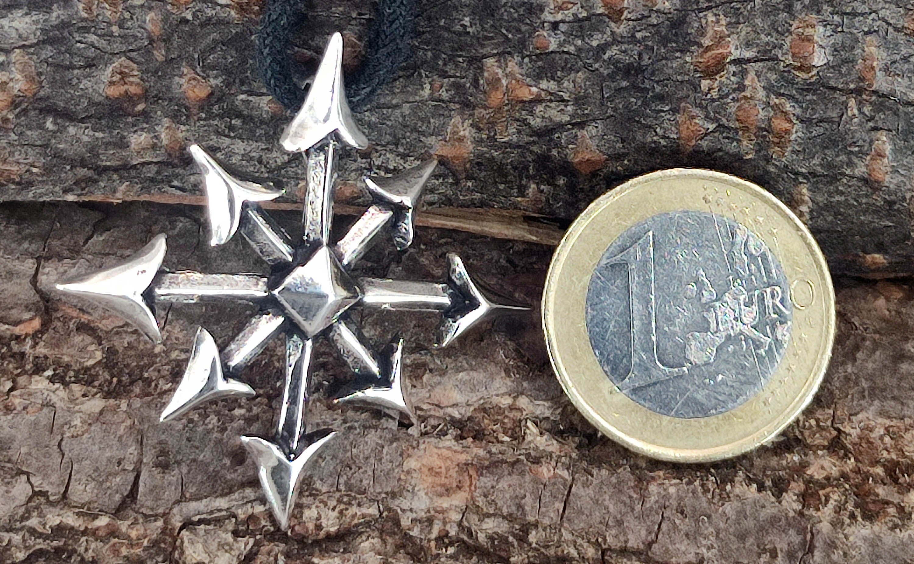 Si.59 Star (Sterlingsilber) Magie, Amulett 925 Chaosstern of Silber Leather Kettenanhänger Kiss Stern Chaos