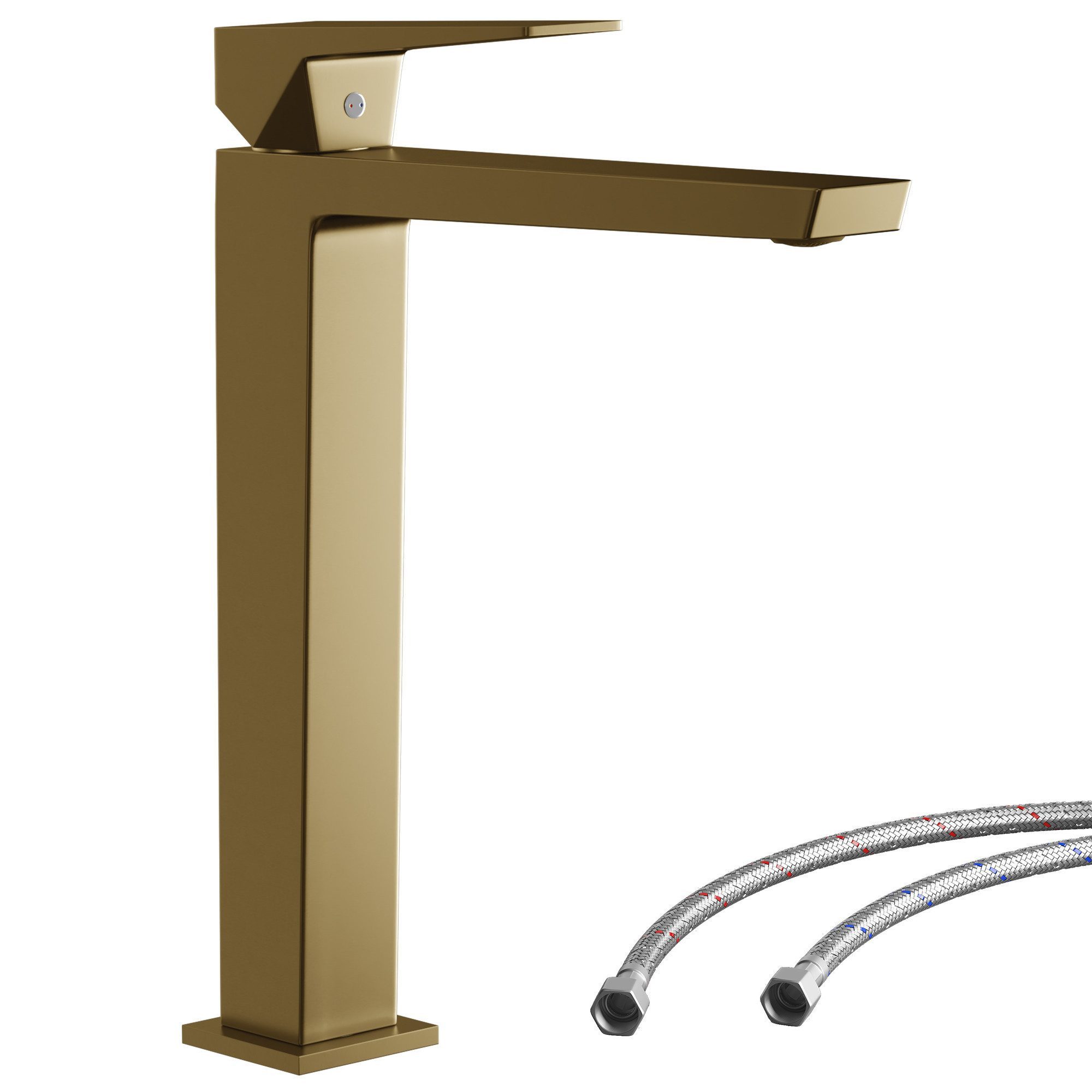 radelldar Waschtischarmatur Wasserhahn Bad & Bleifreie Edelstahl-Armatur – Rostfrei & Anti-Spritz (1-St) Einhebelmischer für Aufsatzwaschbecken, 285mm hoch