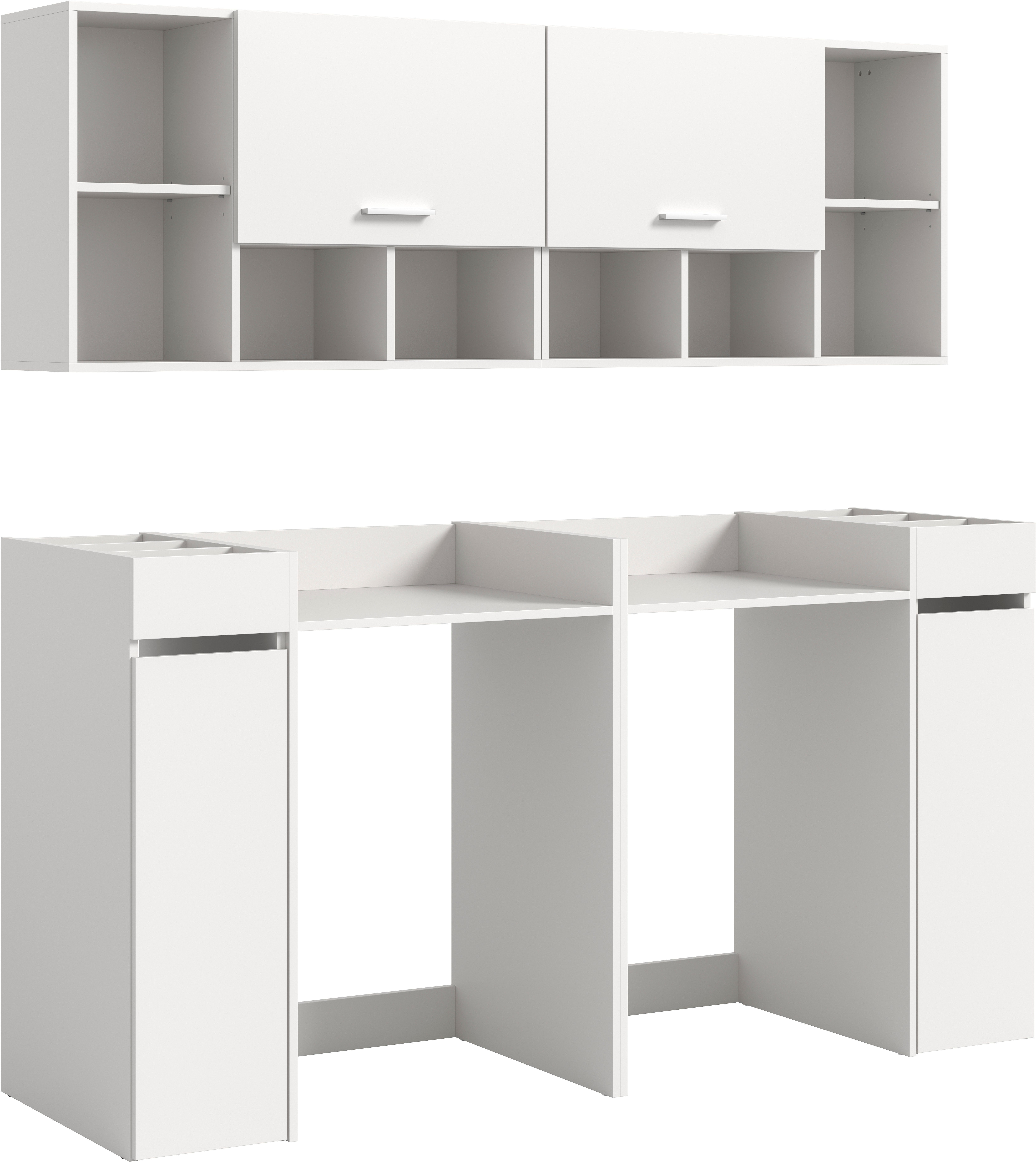 welltime Badmöbel-Set FALAS, 6-teilig, Hauswirtschaftsraum Set, Breite 190 cm, (Set, 6-St., 2x Waschmaschinenumbauschrank, 2x Standregal & 2x Hängeschrank), Kombination, Waschmaschinenumbau, Waschmaschinenschrank, Wäschekammer