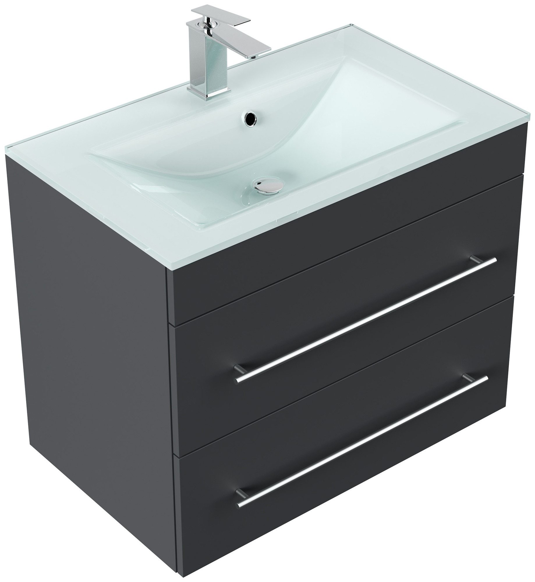 Magnolia Home Waschtisch Badmöbel Vitro 750 mit Glaswaschbecken SoftClose grafit