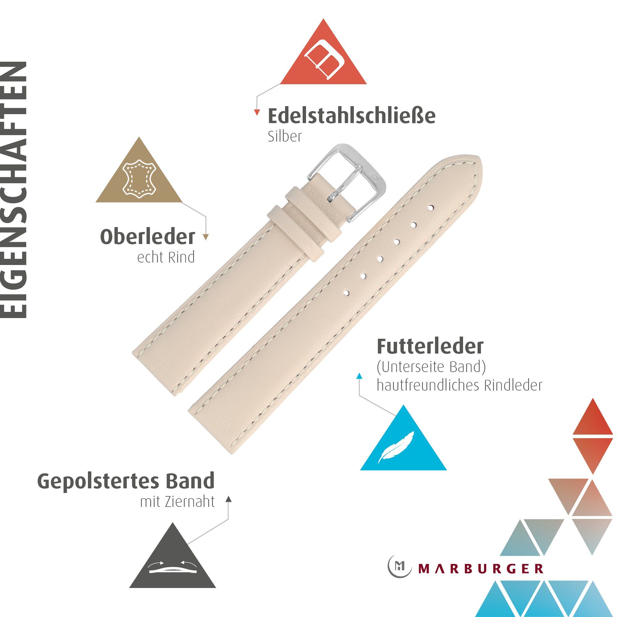 MARBURGER Uhrenarmband 18mm Leder