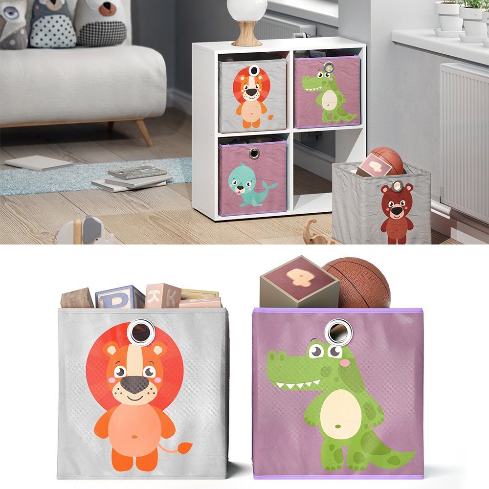 Vicco Faltbox, Grau/Lila, 30 x 30 cm 2er Set (2 St)