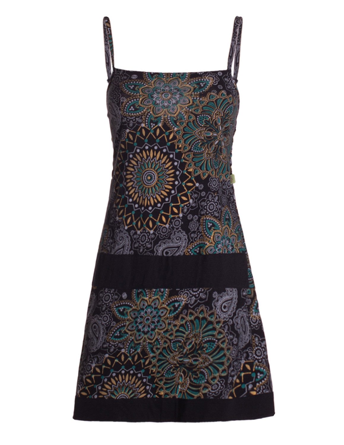 Vishes Minikleid Sommerkleid Damen Bedruckt Spaghettiträger Jersey Baumwolle Alternative Mode, Boho, Hippie, Ethno, Festival