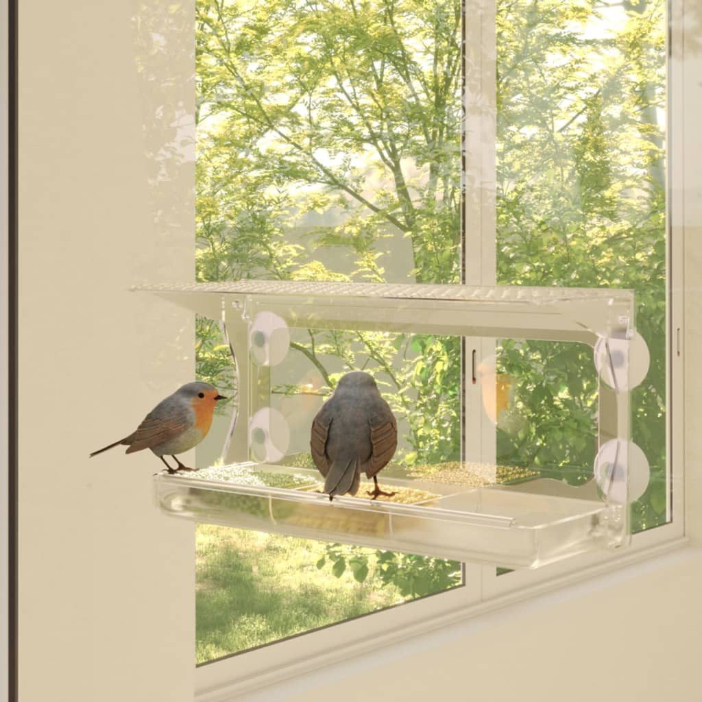 vidaXL Vogelhaus NA Fenster-Futterstellen für Vögel 2 Stk Acryl 30x12x15 cm