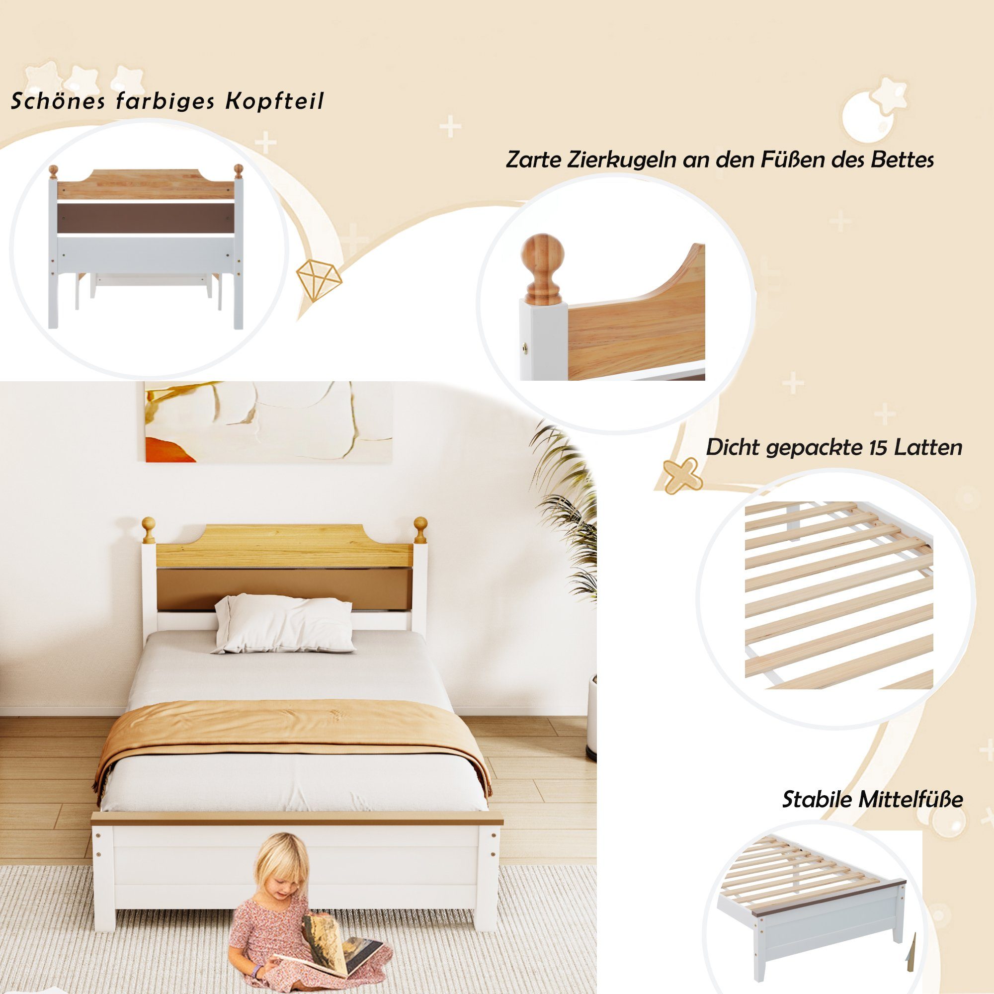 BlingBin Einzelbett Jugendbett (1-tlg., mit Kopfteil günstig online kaufen