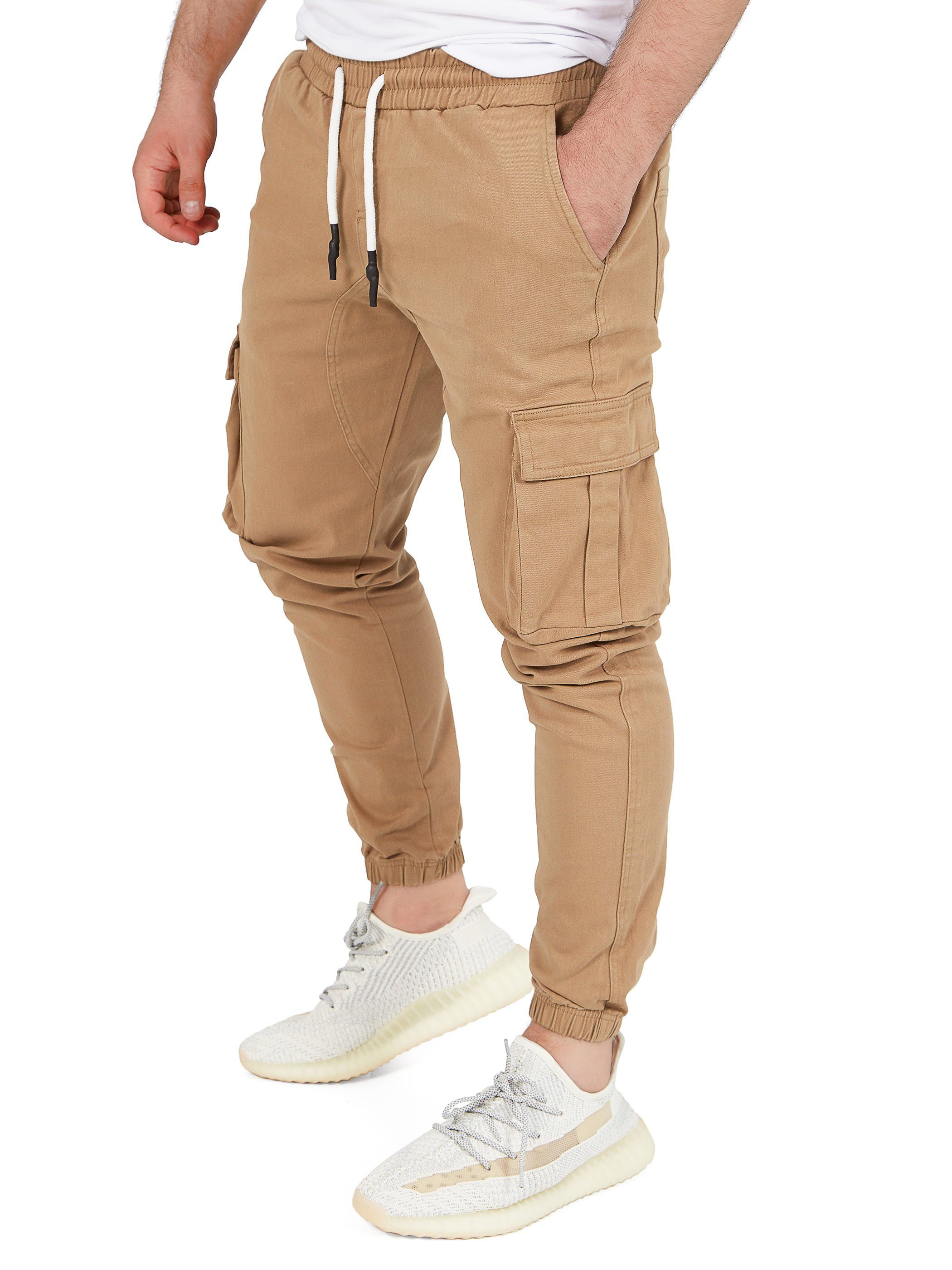 Pittman Cargohose Cargohosen Herren Chino Giga mit elastischem Bund, Cargotaschen