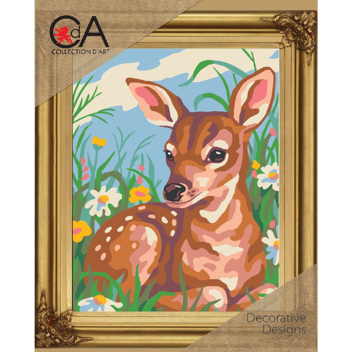 Collection D'art Kreativset CDA Halbkreuz Stickpackung "Kitz", bedruckt, 22x30cm..., (embroidery kit by Marussia)