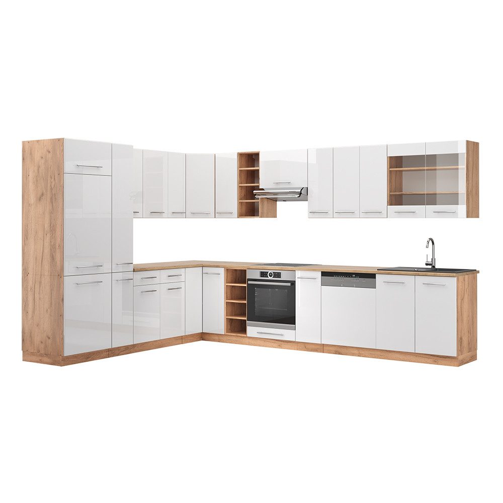 Vicco Winkelküche R-Line, Blau-Grau/Goldkraft Eiche, 237 günstig online kaufen