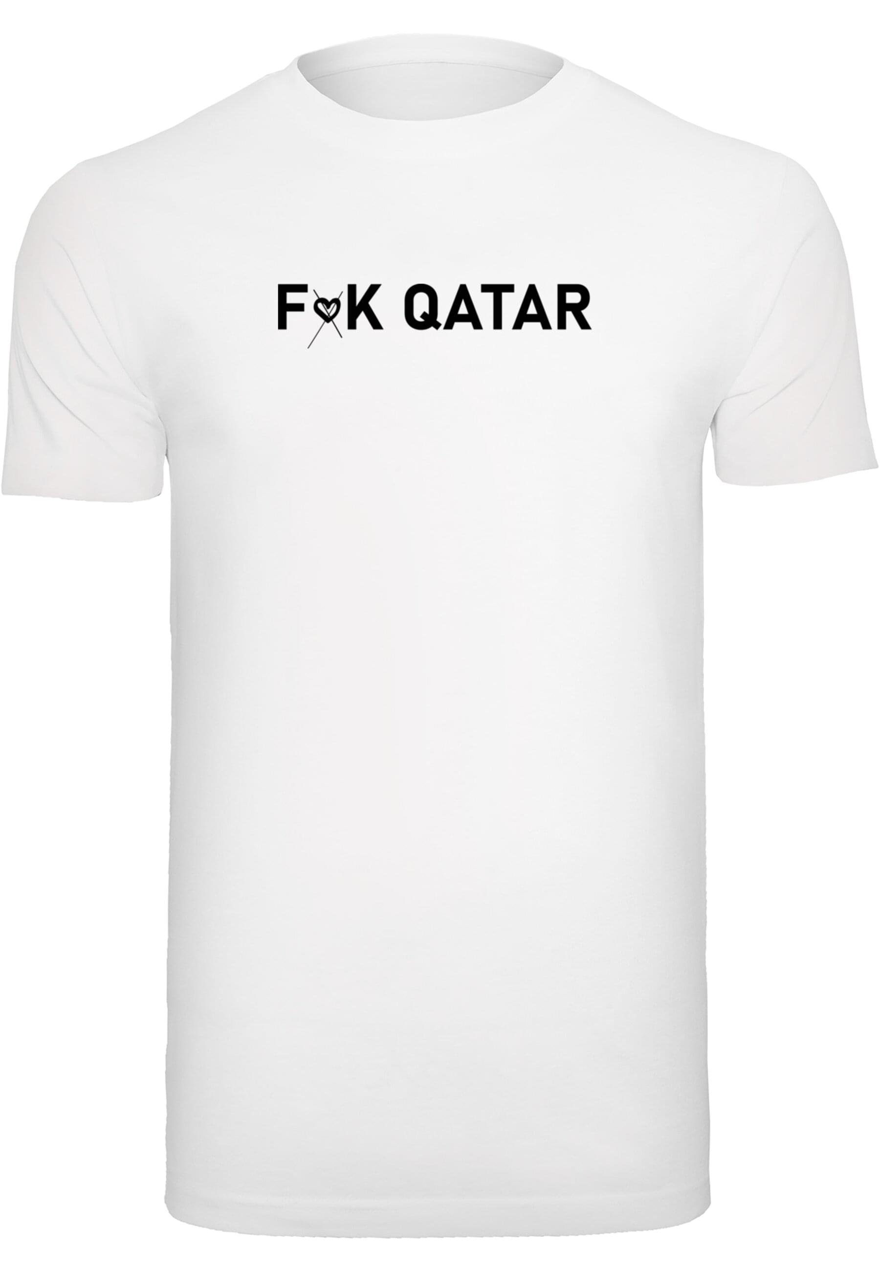 Herren Qatar white (1-tlg) Merchcode F K T-Shirt Neck (no T-Shirt heart) Round