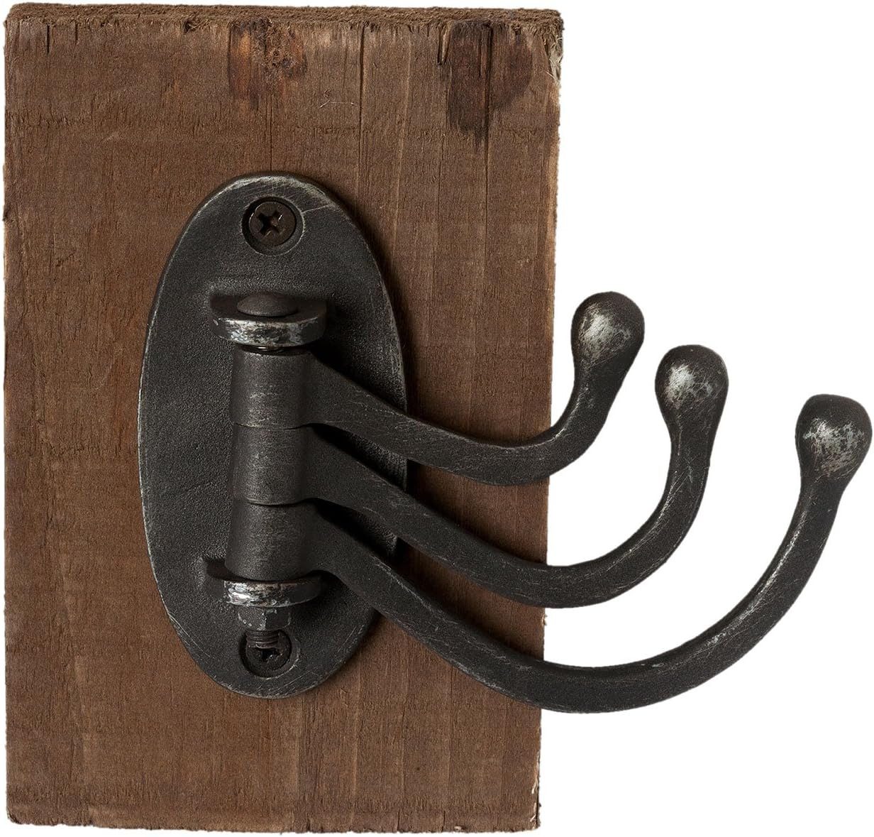 Clayre & Eef Wandhaken Wandhaken Drehhaken 3 fach Holz Metall Vintage, Schwenkbare Haken für platzsparende und flexible Aufbewahrung.