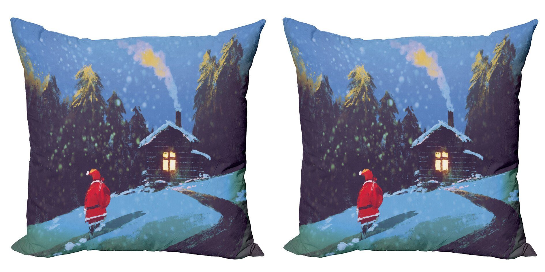 Kissenbezüge Modern Accent Doppelseitiger Digitaldruck, Abakuhaus (2 Stück), Weihnachten Weihnachtsmann in Mountain