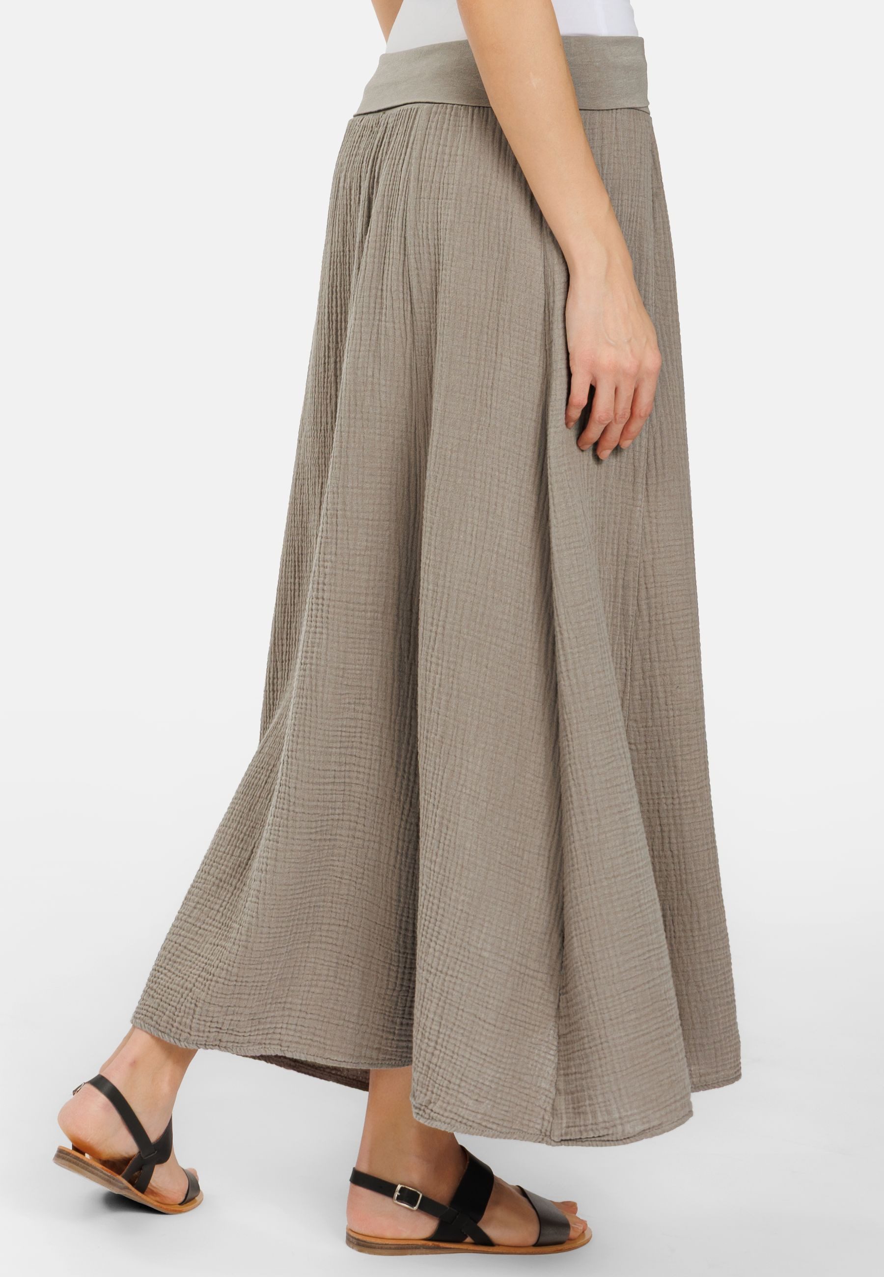 Caspar Maxirock Damen Musselin Maxi Rock lang 100% Baumwolle Made in Italy - Ro036
