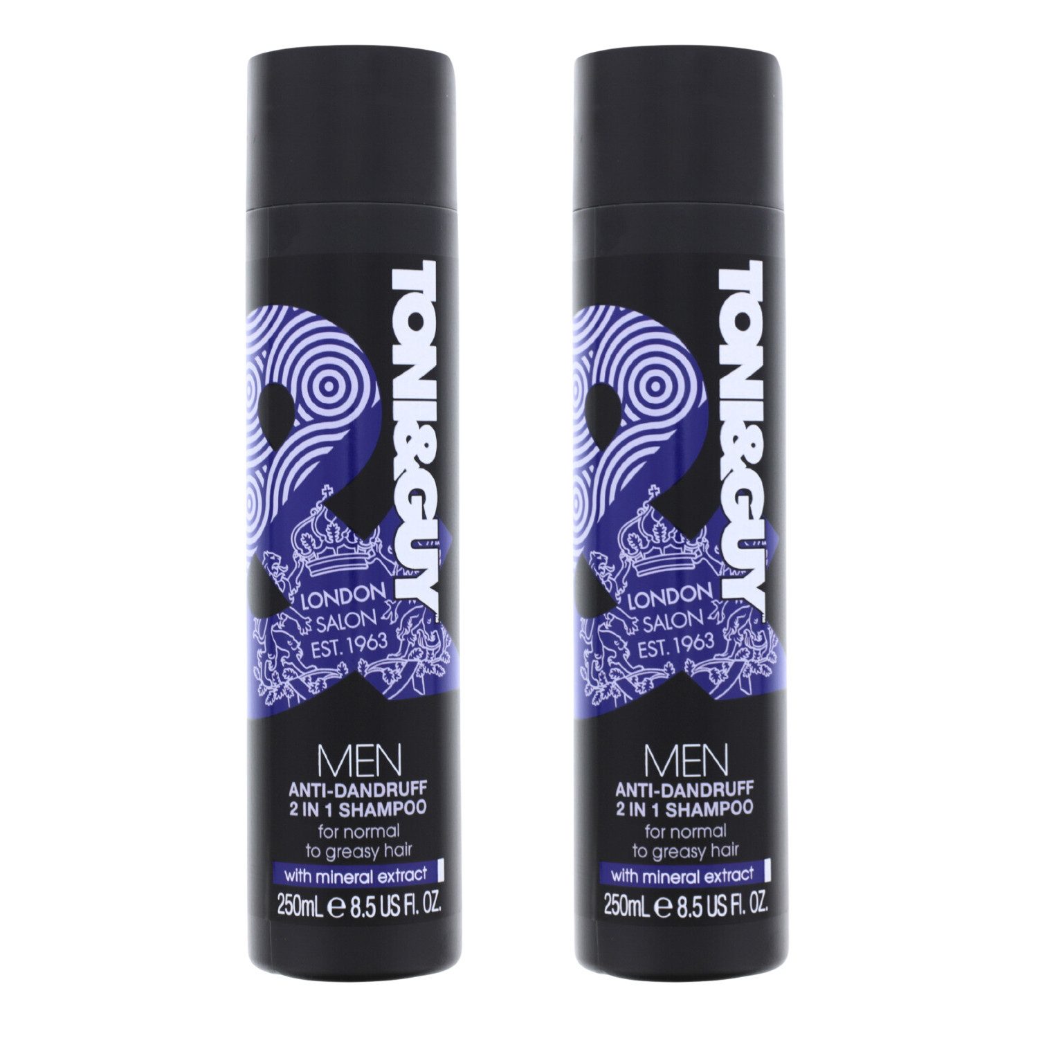 Toni&Guy Haarshampoo 2 x Toni&Guy 2in1 Men Anti-Schuppen Shampoo je 250ml Normales bis Fett