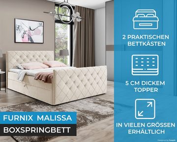 Furnix Boxspringbett MALISSA 120x200 Doppelbett mit Topper & Bettkasten Auswahl, hochwertige Materialien, made in Europe
