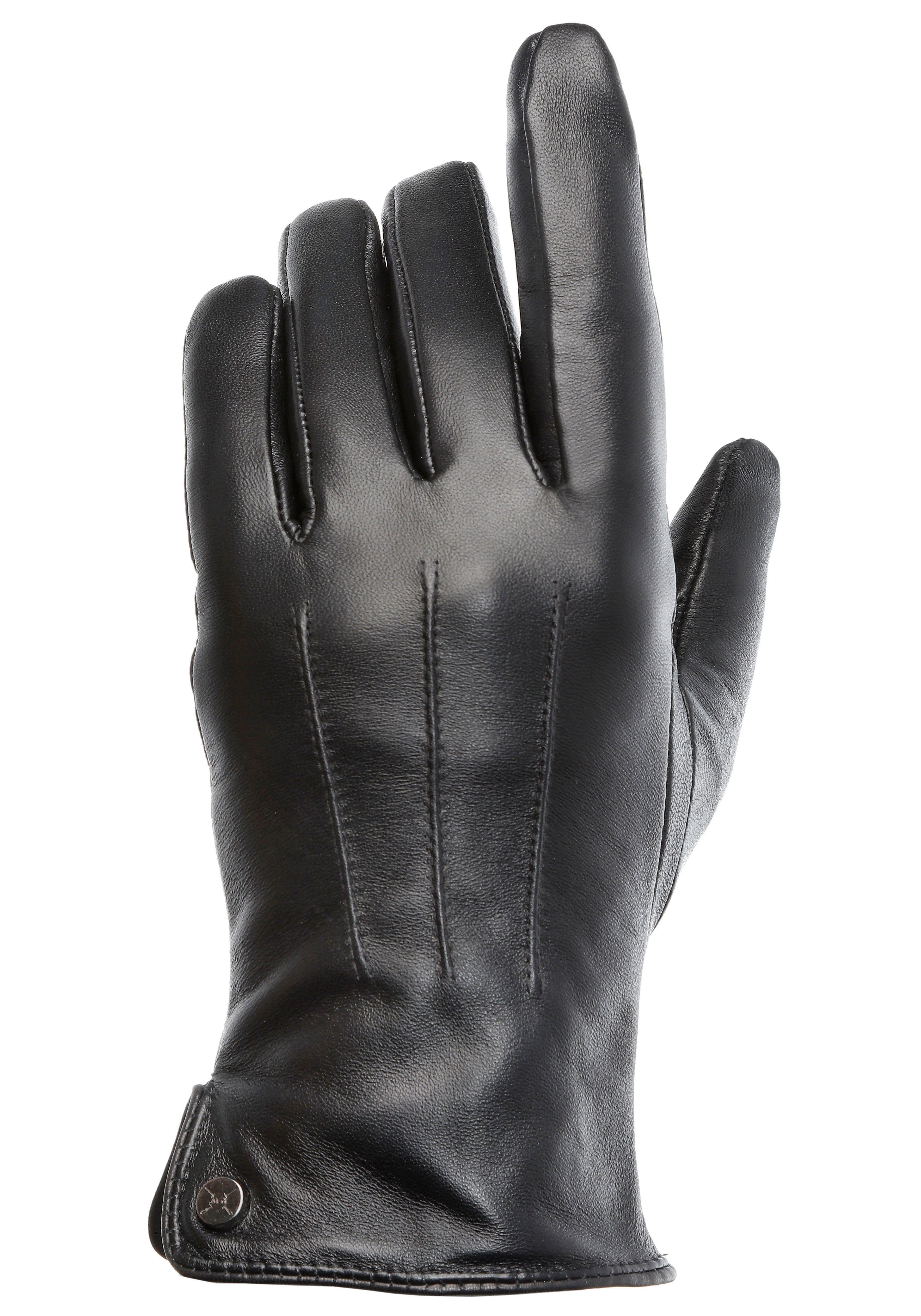 black Seitenschlitze Anziehen PEARLWOOD Lederhandschuhe für komfortables
