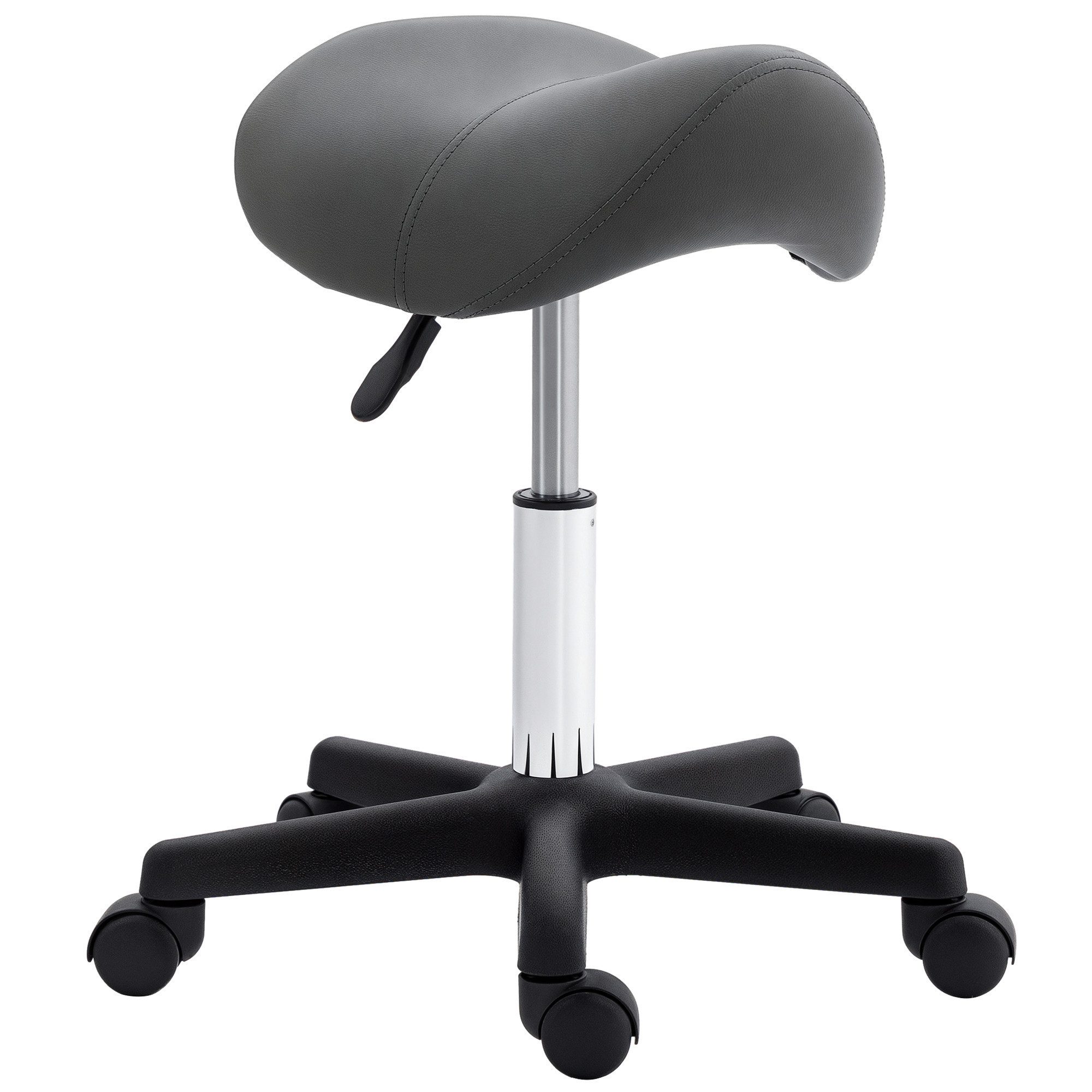 HOMCOM Rollsitz 360° drehbar (Salonhocker, 1 St., Drehhocker), höhenverstellbar, Grau