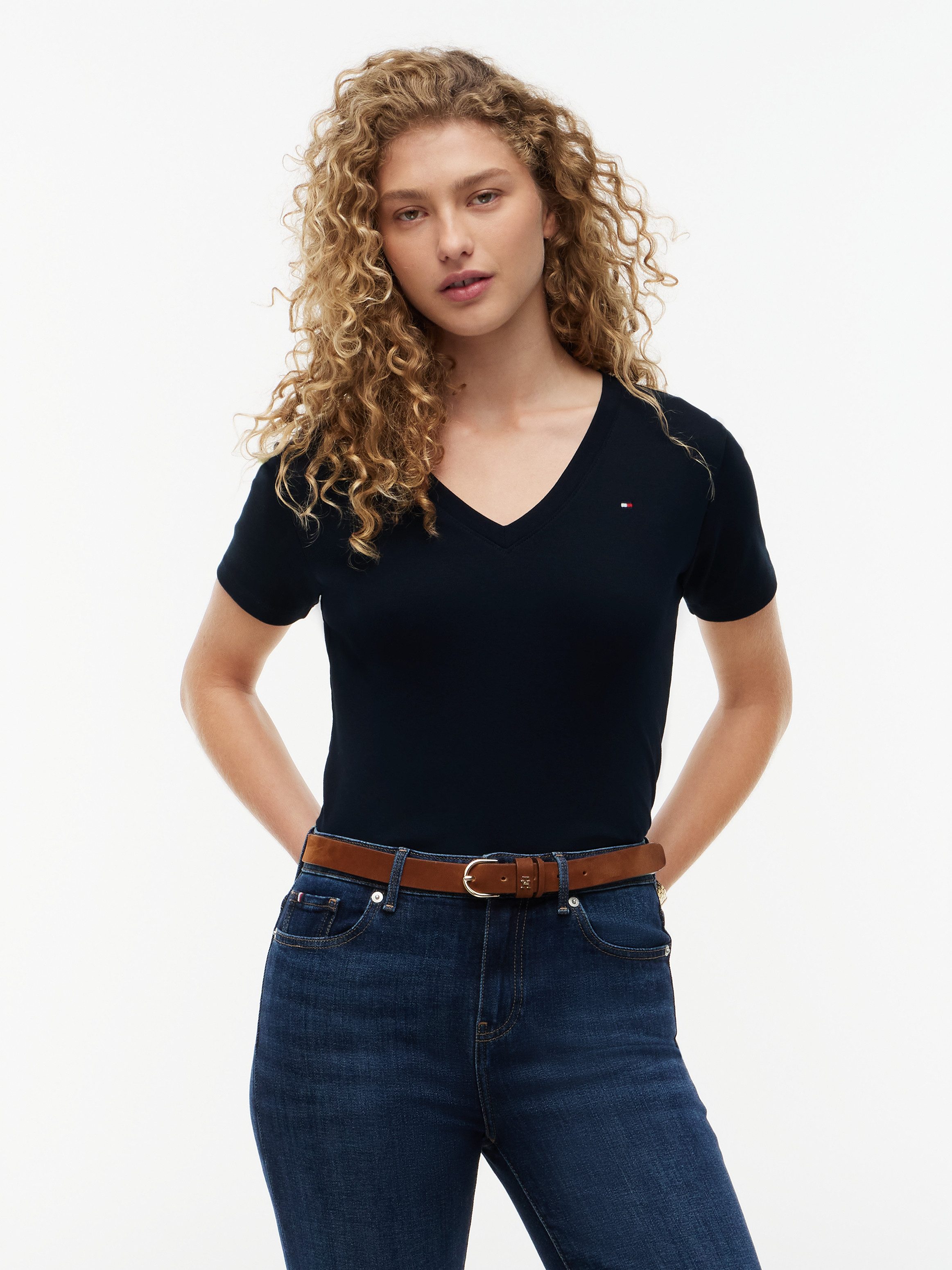 Tommy Hilfiger T-Shirt CODY V-NECK SHORT SLEEVE mit V-Ausschnitt, Baumwolle, Slim Fit