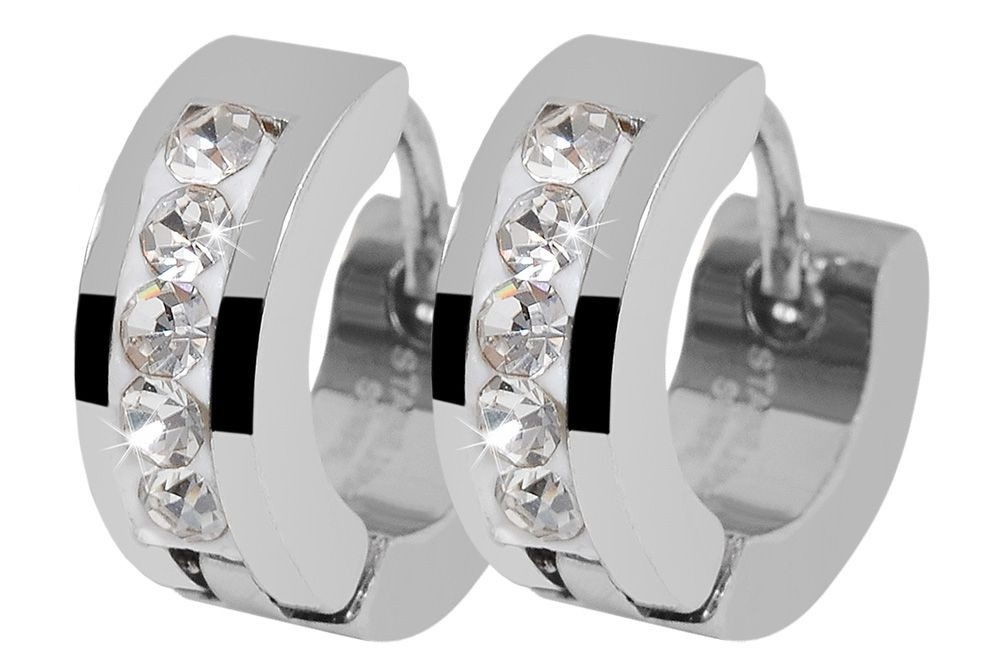 Adelia´s Paar Creolen Damen Creolen aus Edelstahl und Strass Ø 7 mm günstig online kaufen