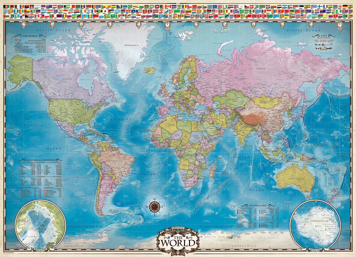empireposter Puzzle 1000 Puzzle 68x48 Teile of Puzzleteile Format World 1000 Weltkarte Map cm., the - 