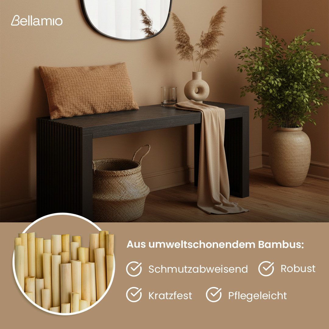 Bellamio Bank Sava aus Bambus (schwarz, bis 250 kg), für Schlafzimmer/Esszimmer/Flur, Sitzbank ohne Lehne 45x33x100 cm