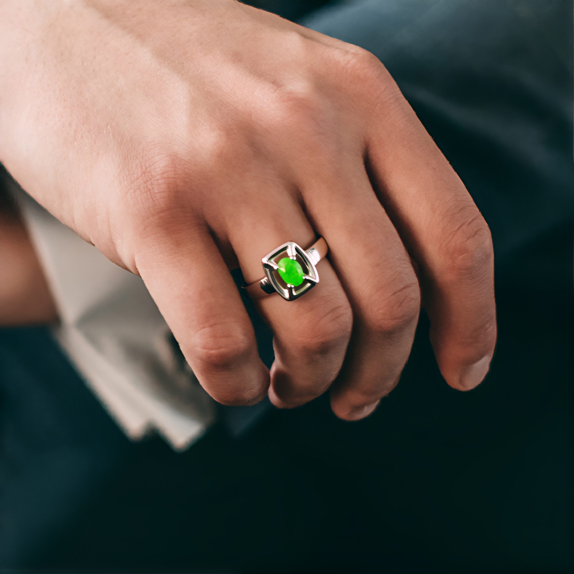 Cavill Solitärring Cavill Ring aus 925er Sterlingsilber mit grünem Chrysopras 0,28 ct (1-tlg)