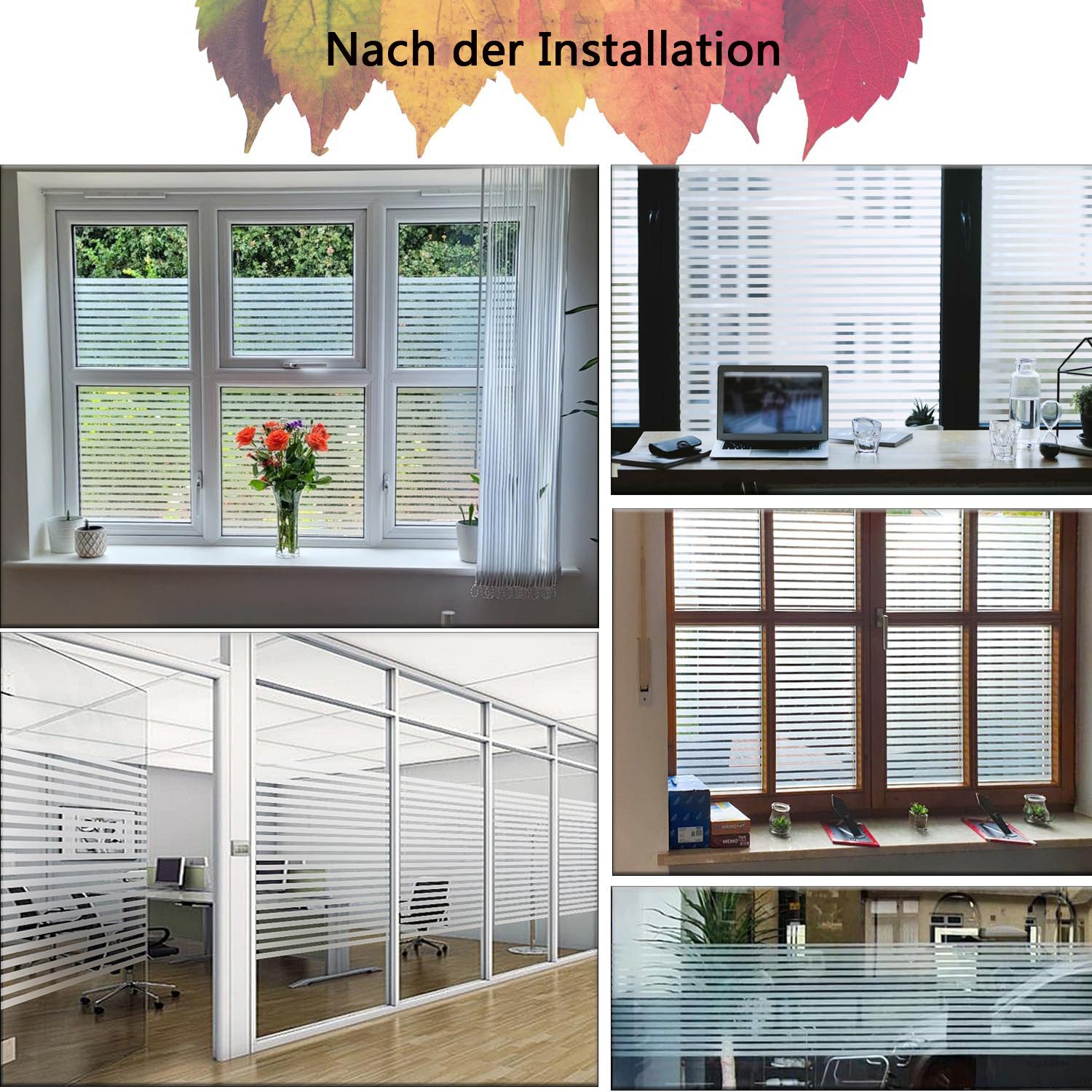 Agger Fensterfolie Streifen Fensterfolie Blickdicht Sichtschutz Sichtschutzfolie, Milchglasfolie Fenster Aufkleber Glas Statische Folie – Bild 5 von 5