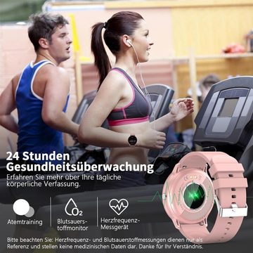 TIFOZEN Fur Damen mit Telefonfunktion, IP68 Fitness Smartwatch (1.39 Zoll, Android / iOS), mit SpO2/Herzfrequenz/Schlaf Monitor, Nachrichten/Sprachassistent