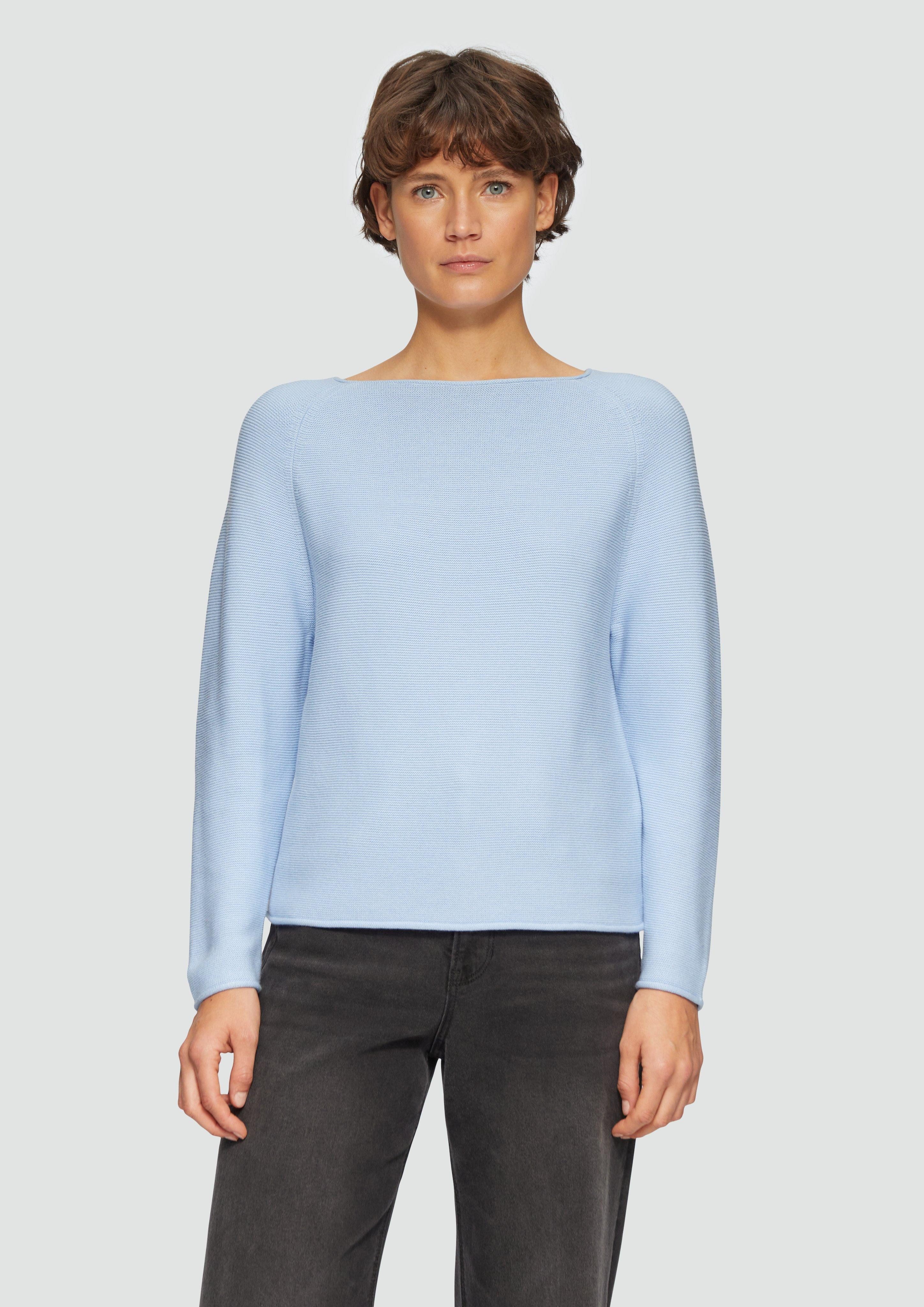 Strickpullover Strickpullover mit U-Boot-Ausschnitt und Rollsaum