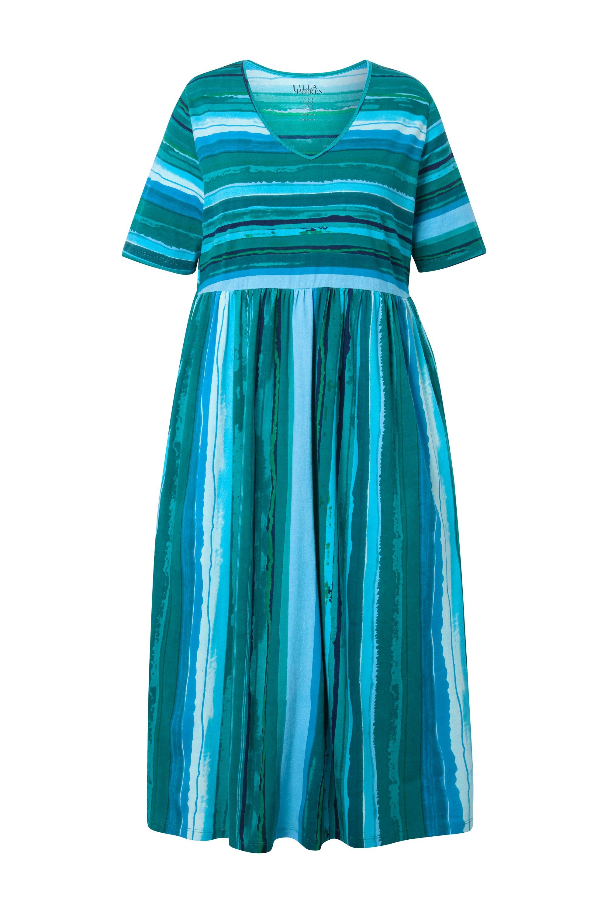 Ulla Popken Maxikleid Jerseykleid Streifenmix A-Linie günstig online kaufen