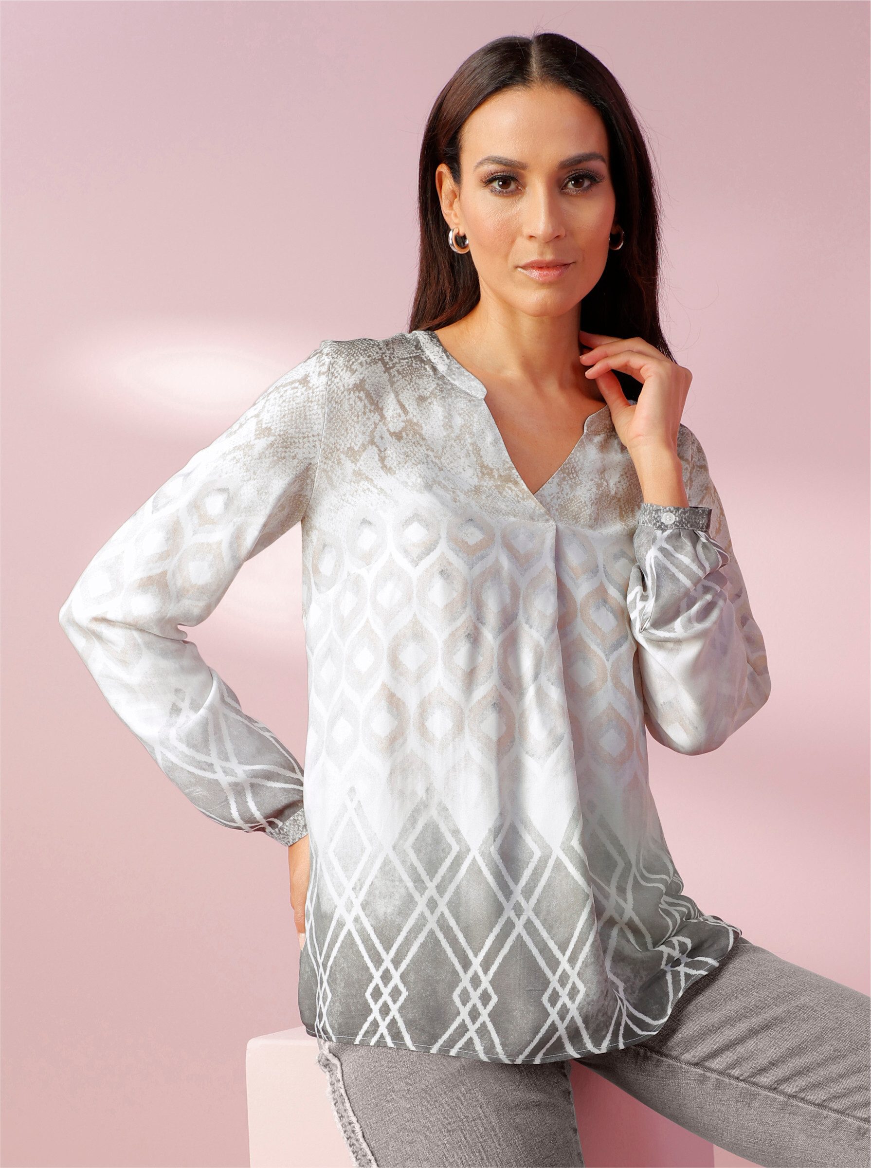 heine Klassische Bluse Druckbluse Langarm