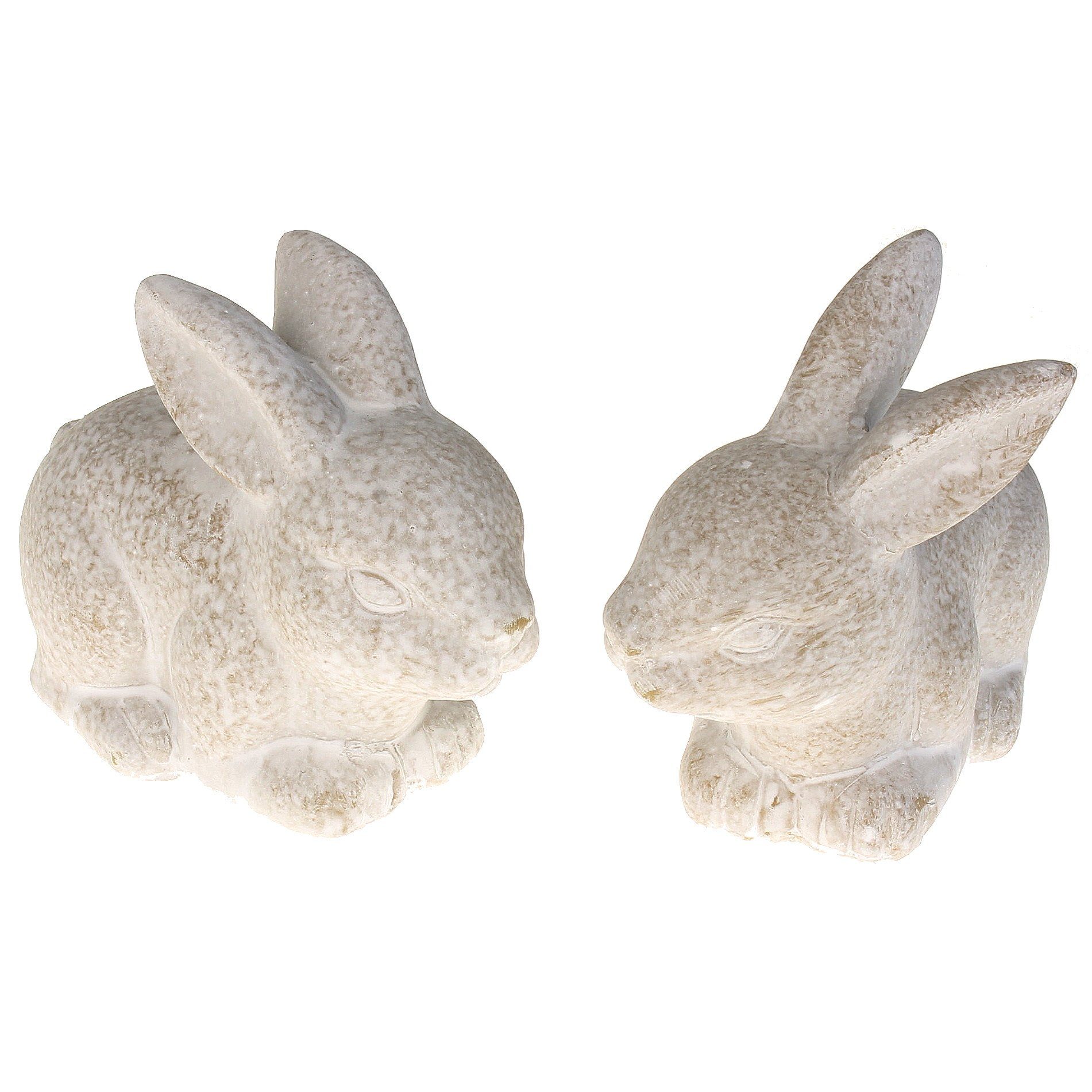 Macosa Home Osterhase 2er Set Osterdeko Creme keramik Hasenkinder Figur Frühling (2 St., Osterdekoration 2 Stk), 2er Set Osterhase Dekohase Hase