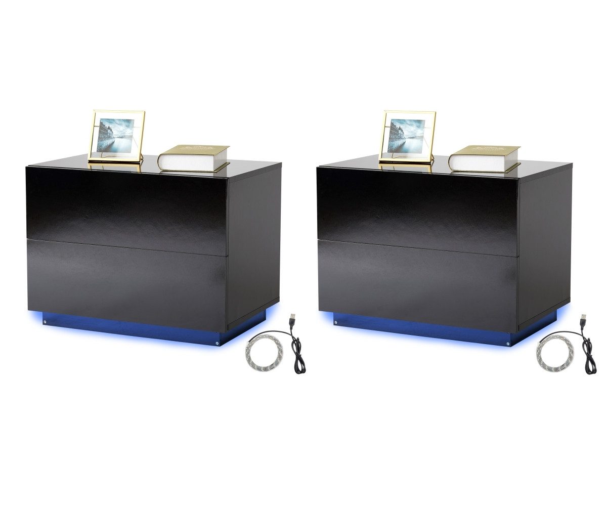 Mondeer Nachttisch LED Nachtkommode (2 St), Glänzend-Nachttisch mit LED-Bel günstig online kaufen