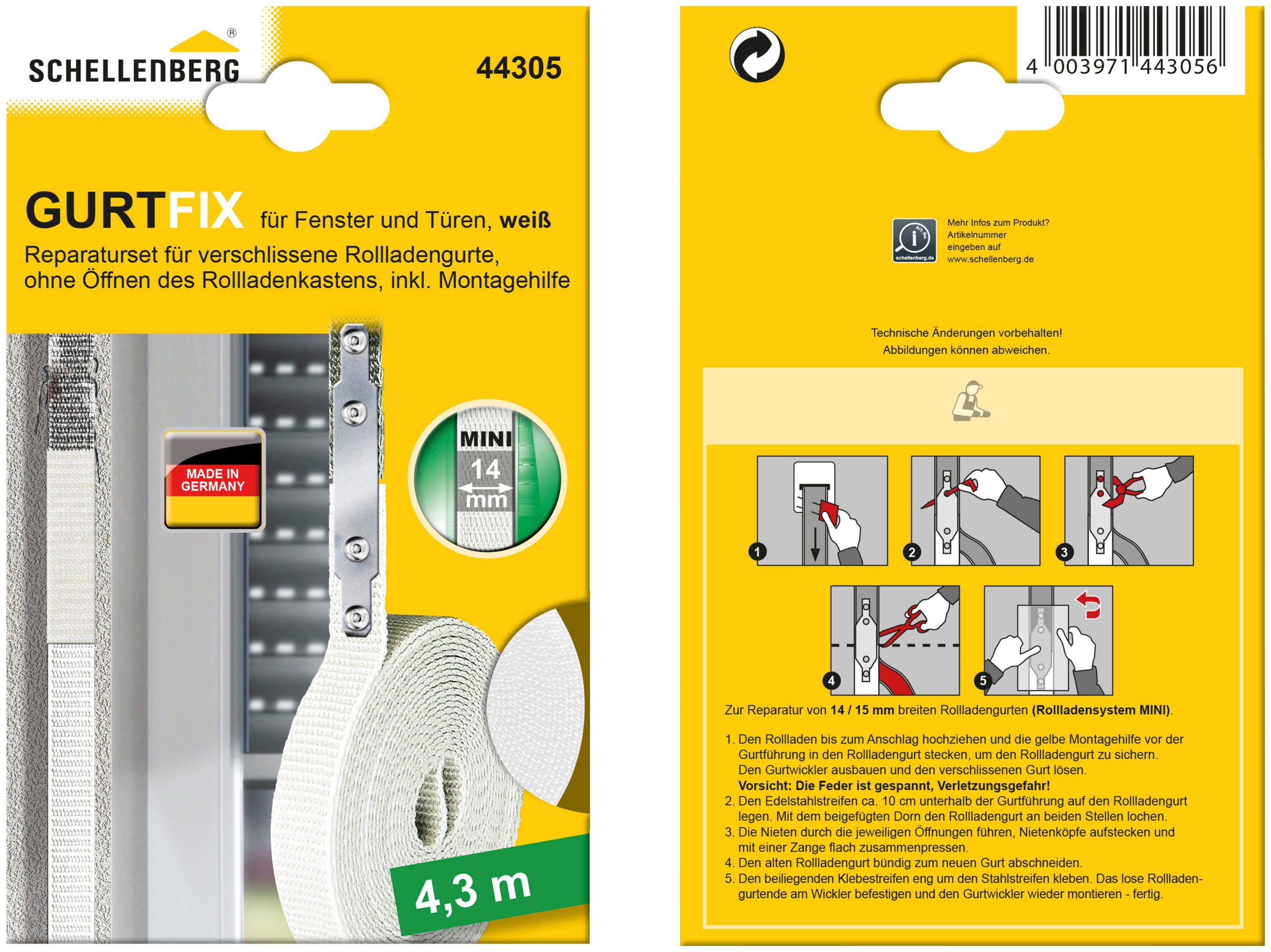 SCHELLENBERG Reparatur-Set Rollladen Gurtfix für das Rollladensystem Mini, Set, 1-St., für alte Gurtbänder in unterschiedlichen Farben, 14 mm x 4,3 m