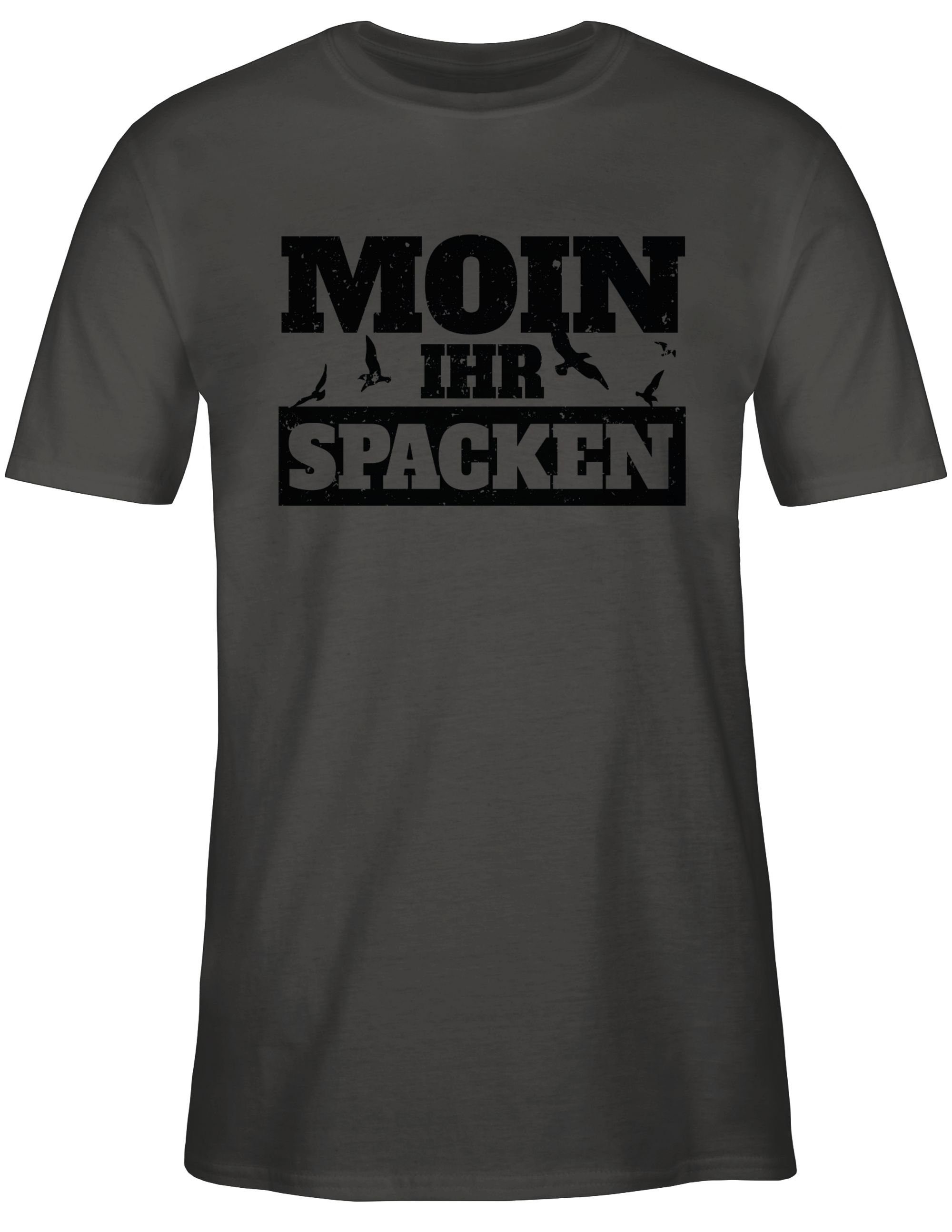 Shirtracer T-Shirt Spacken - ihr Dunkelgrau Statement Sprüche schwarz Moin 03