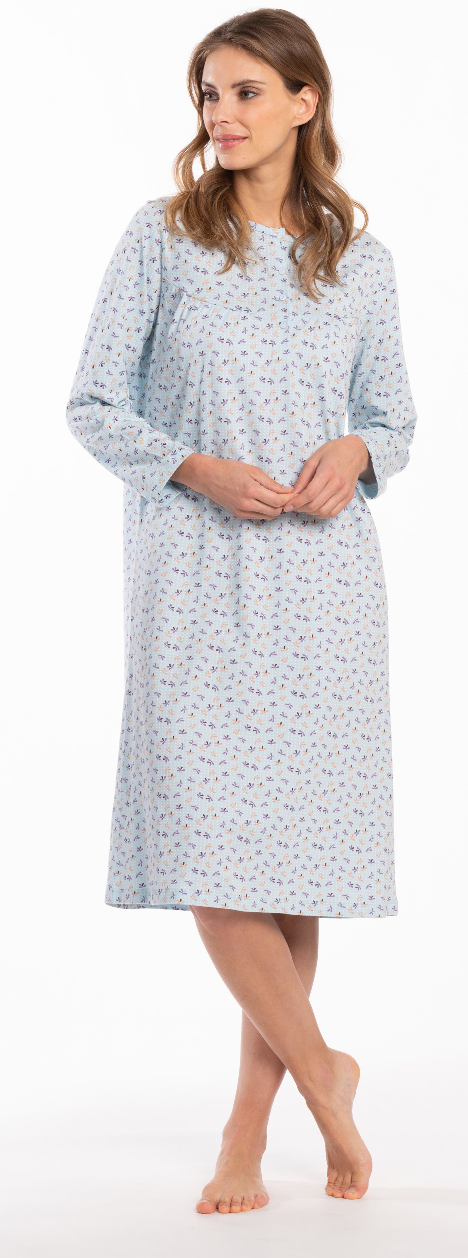 (1-tlg) Baumwolle Nachthemd Eskimo langem klassisch Nachthemd Arm Damen mit