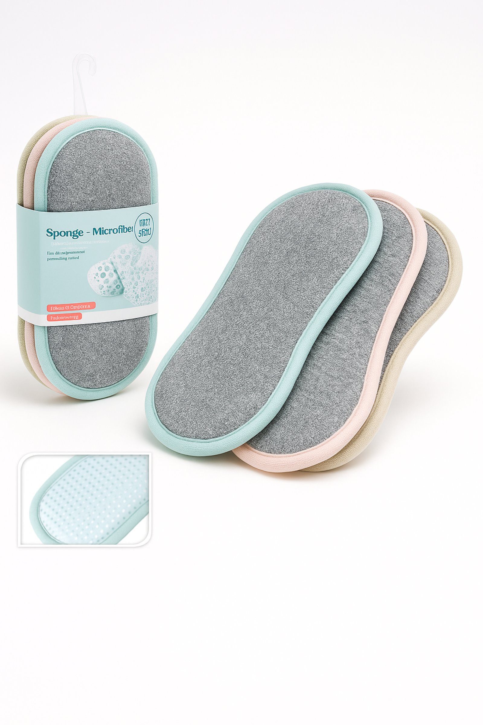 WestCraft Reinigungsschwamm 3x Schwamm, ovale Mikrofaserschwämme Hilfe Reinigung Haushalt 2-Seitig, Ovale Mikrofaserschwämme mit Dual-Oberfläche für Bad Küche Klo