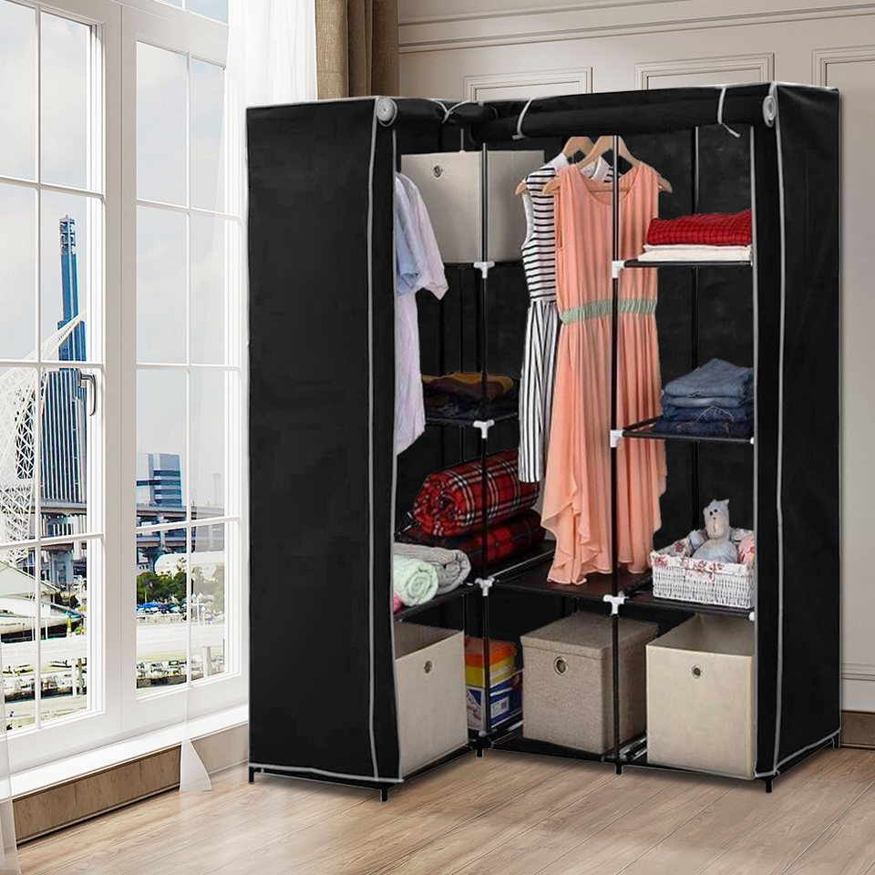 jeobest kleiderschrank ecke stoffschrank, mit kleiderstange und