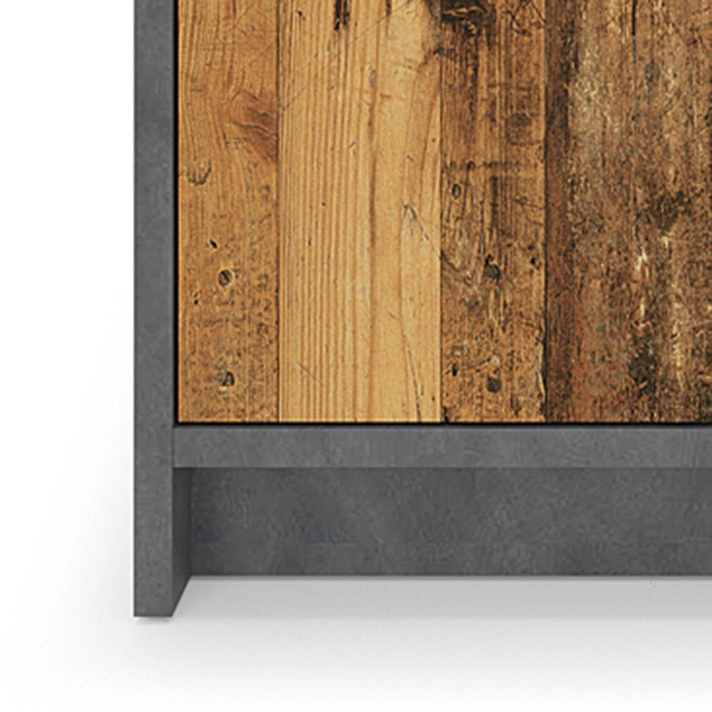 Lomadox Sideboard NELSON-129, in grau mit Holz Nb., Jugendzimmer Kommode, B/H/T ca. 128/84/42 cm