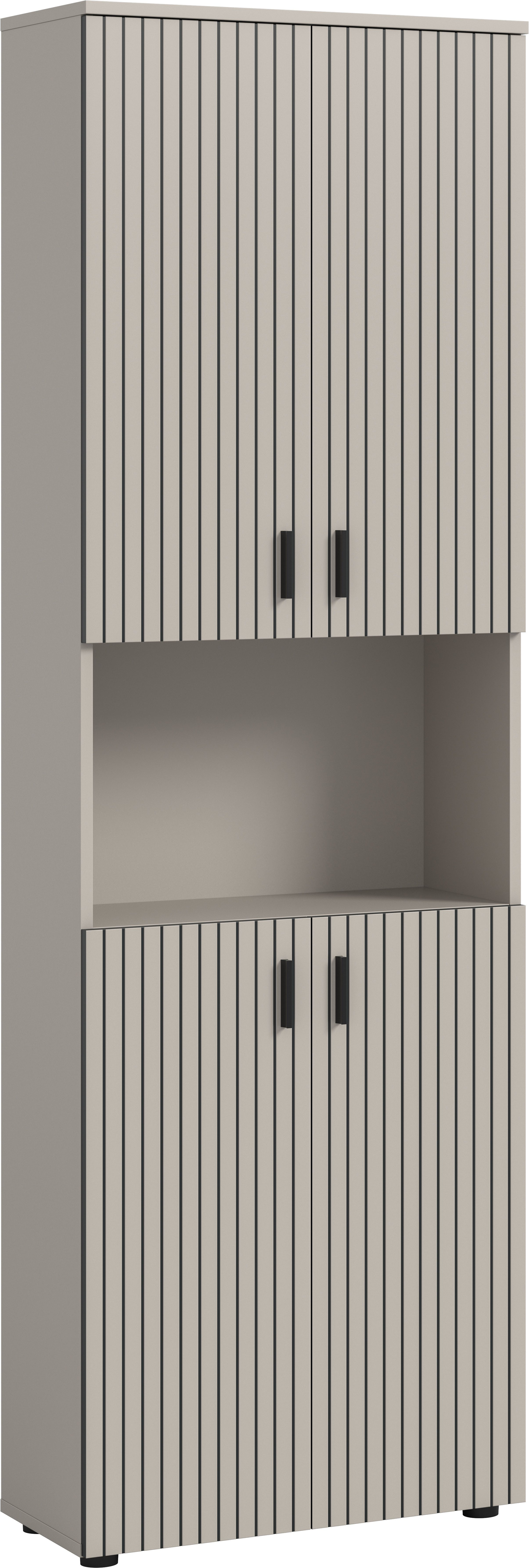 welltime Hochschrank MANI, Höhe: 192 cm, Paneeloptik, 1 offenes Fach, 8 Fächer Hochschrank, Bad-Hochschrank, Bad-Schrank, Bad, Badezimmer