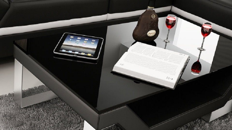 Glastisch Schwarz Tische Design Gepolsterter Couchtisch JVmoebel wählbar! Tisch Farbe Couchtische