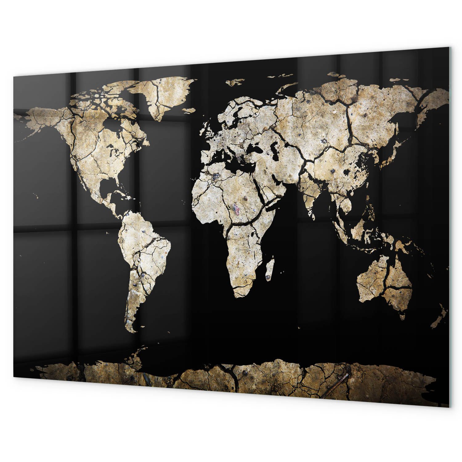 Tulup Magnettafel Glas-Magnettafel für das Büro mit 5 Neodym-Magneten, Weltkarte – Dürre, Mehrfarbig