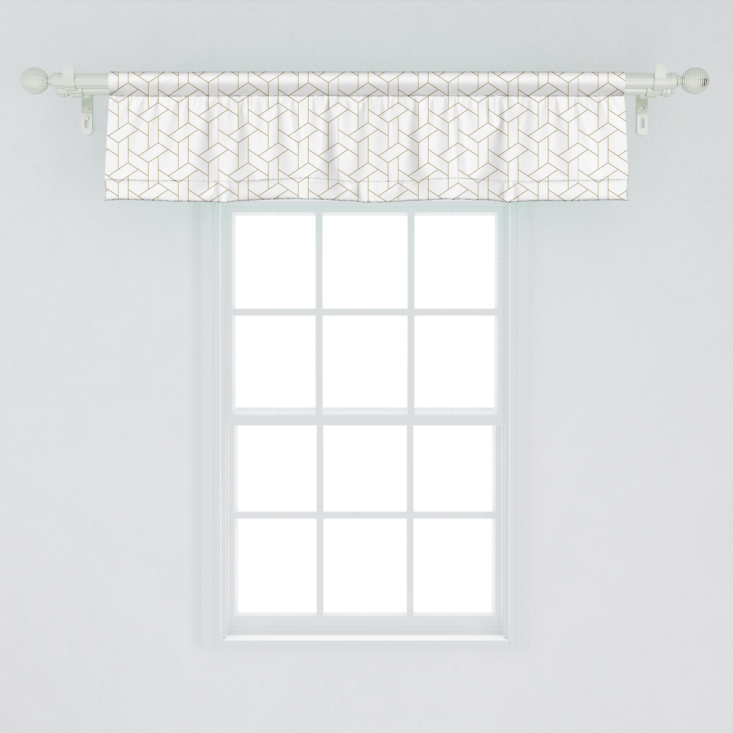 Scheibengardine Vorhang Volant für Küche Geometrisch Stangentasche, Abakuhaus, mit Modern Microfaser, Trellis Schlafzimmer Abstrakt Dekor