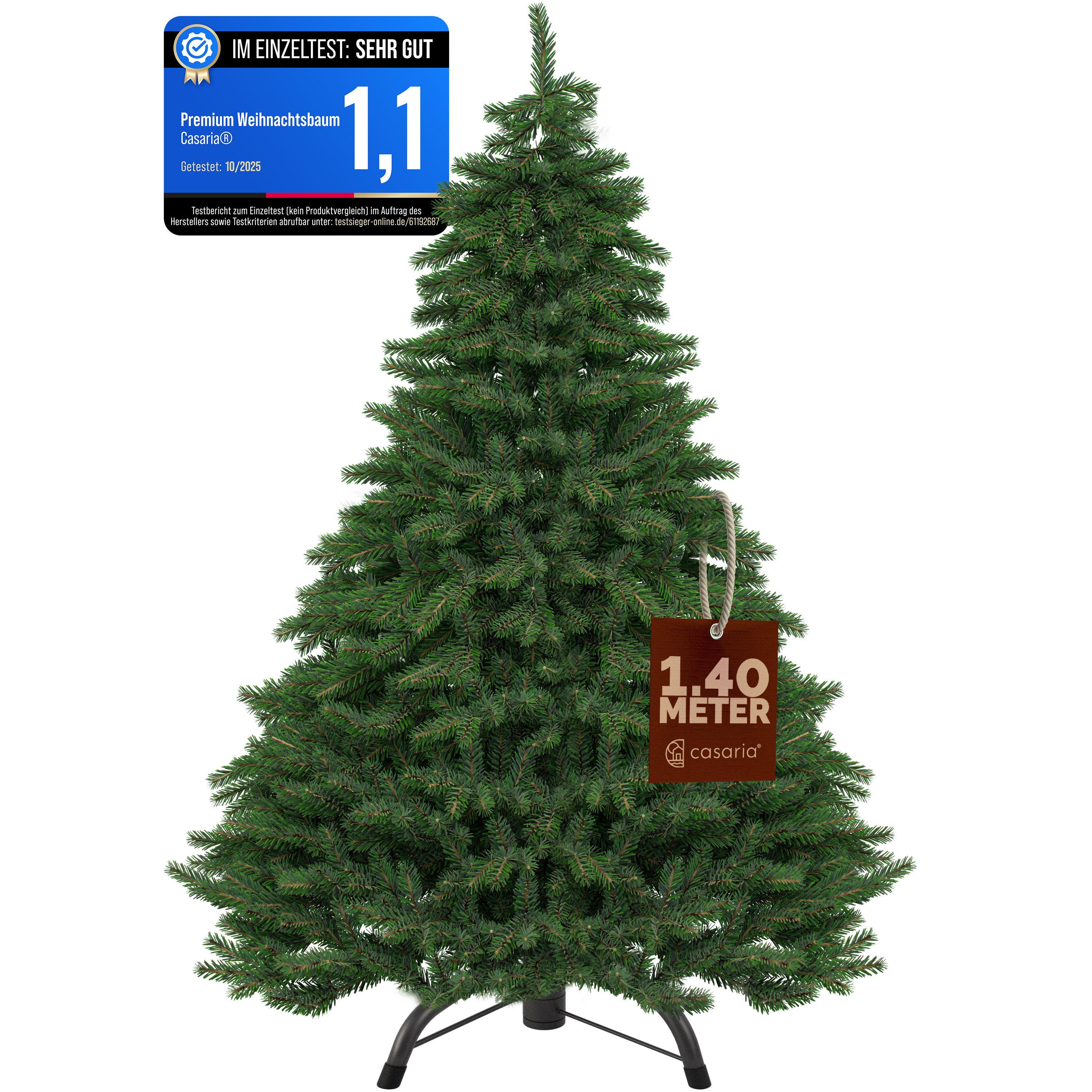 Casaria Künstlicher Weihnachtsbaum, 140cm dichte Spitzen naturgetreu Metallständer Schnellaufbau flammfest