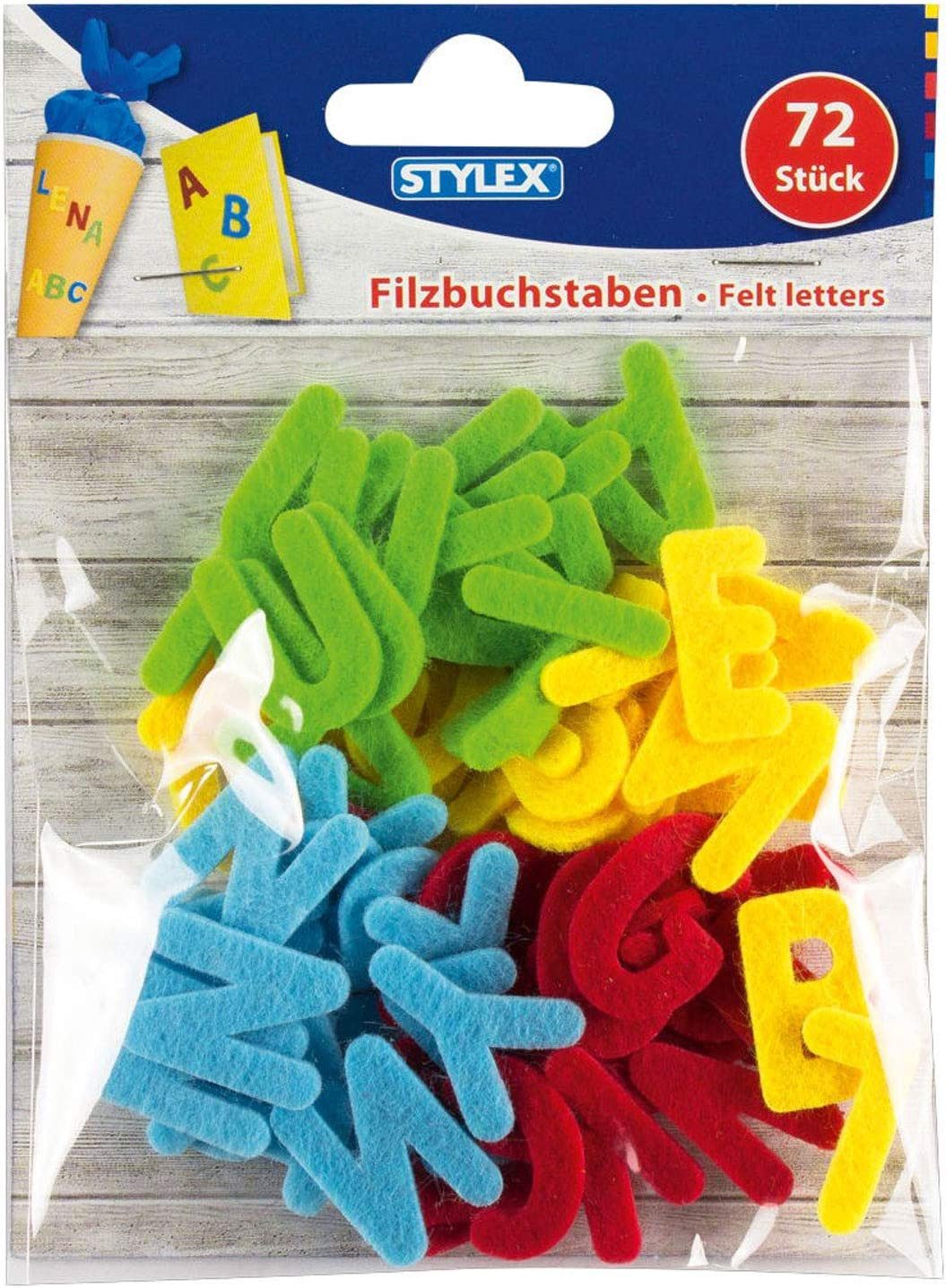 Stylex Bastelfilz Bastelfilz Buchstaben 72 Stück sortiert