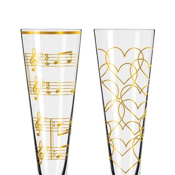 Ritzenhoff Champagnerglas Goldnacht Champagnergläser 205 ml 2er Set, Kristallglas